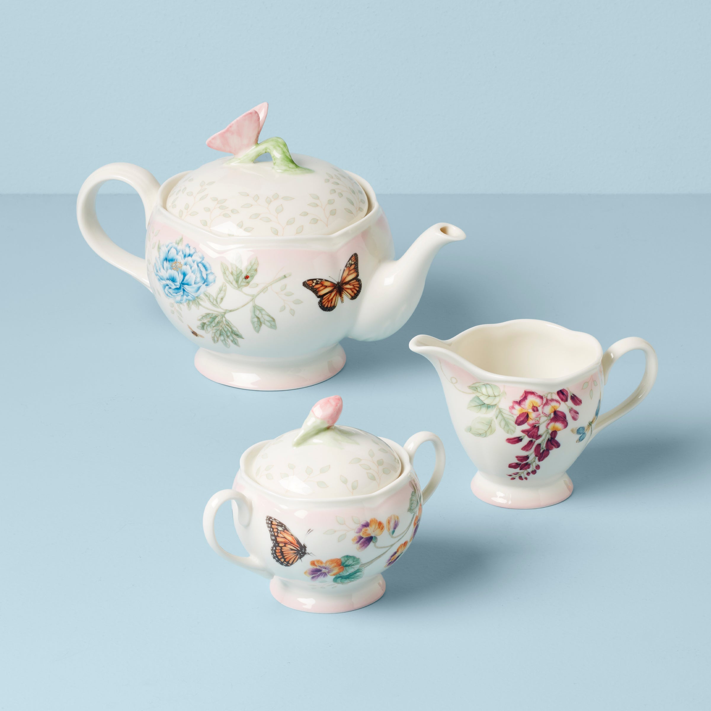 Butterfly Meadow Pink Ombre 5 Piece Tea Set
