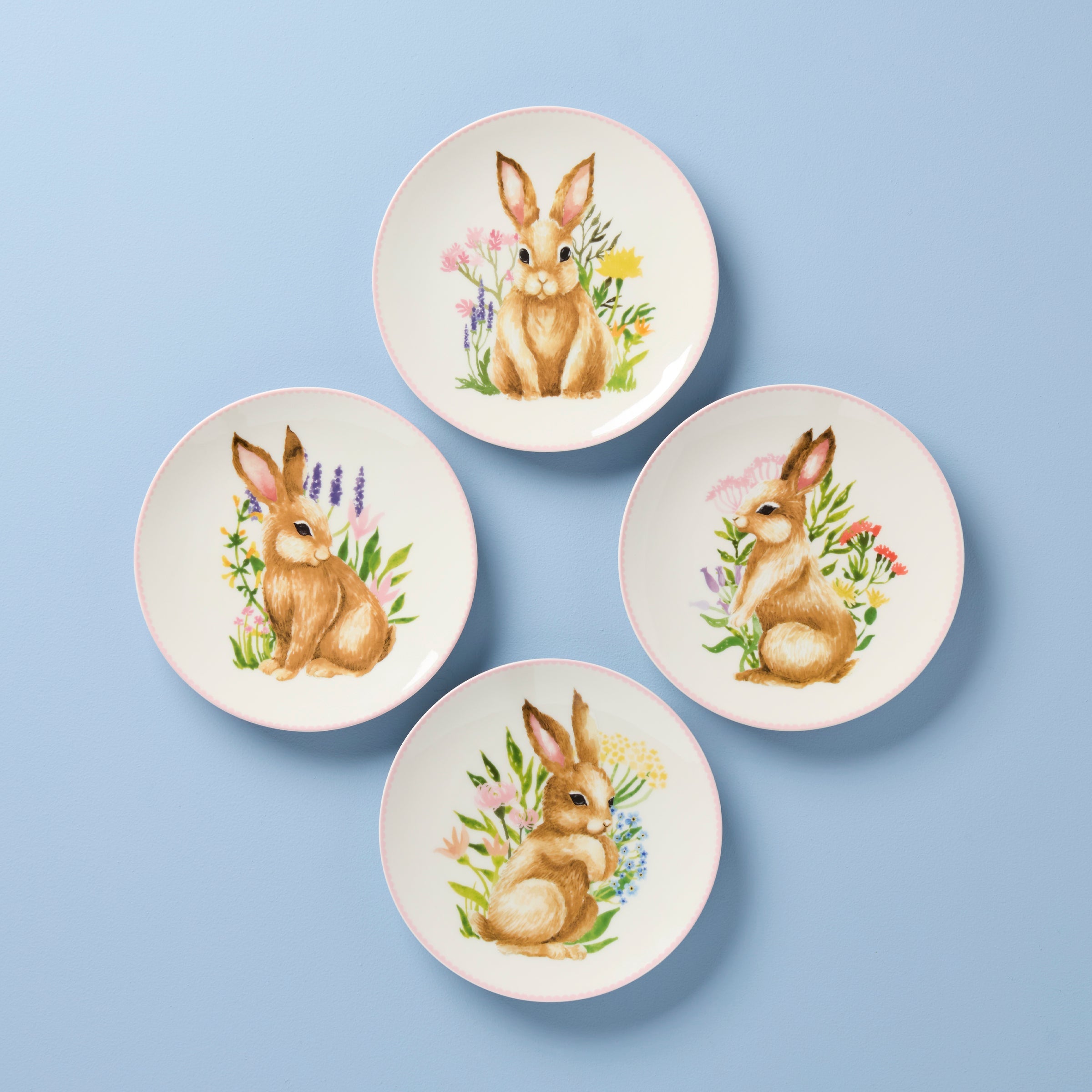 Bunny Accent Plates Set of 4