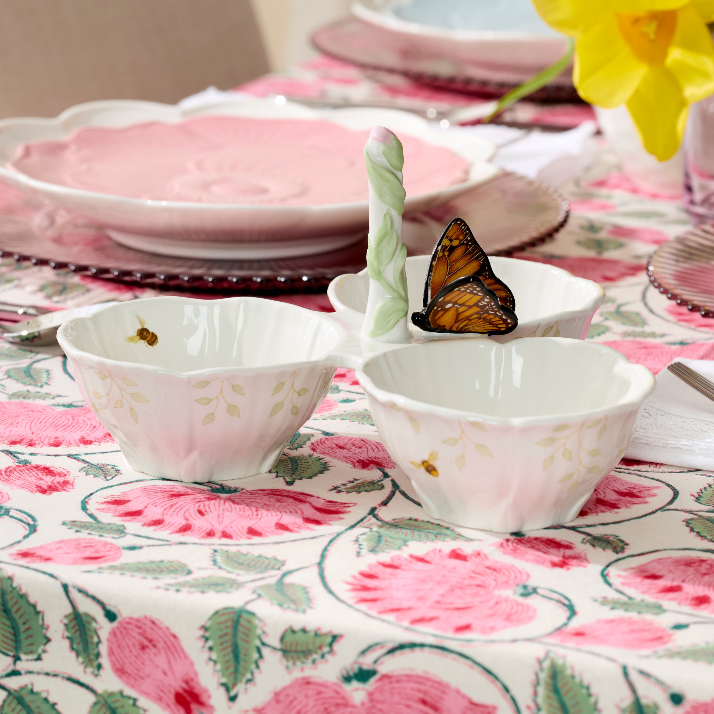 Alternative view of Butterfly Meadow Floral 3 Section Server