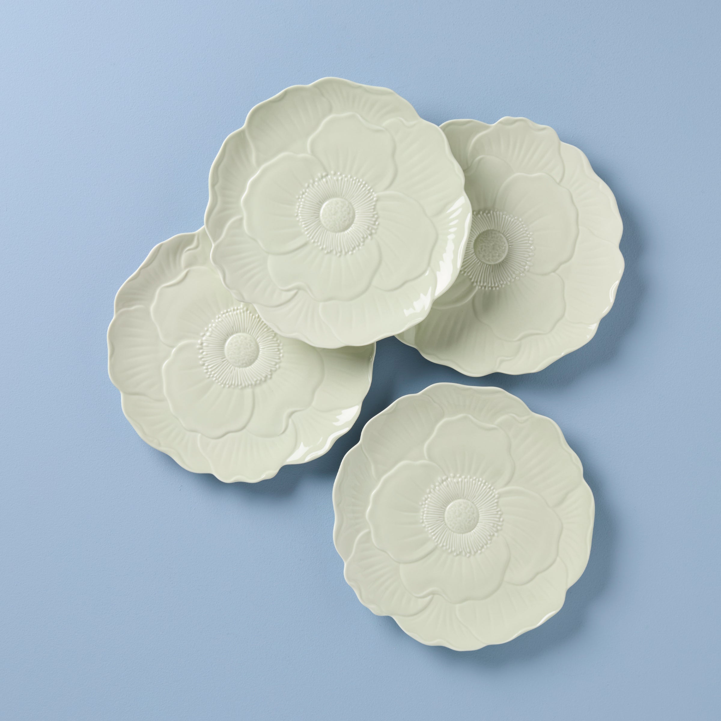 Butterfly Meadow Floral Green Accent Plates Set of 4