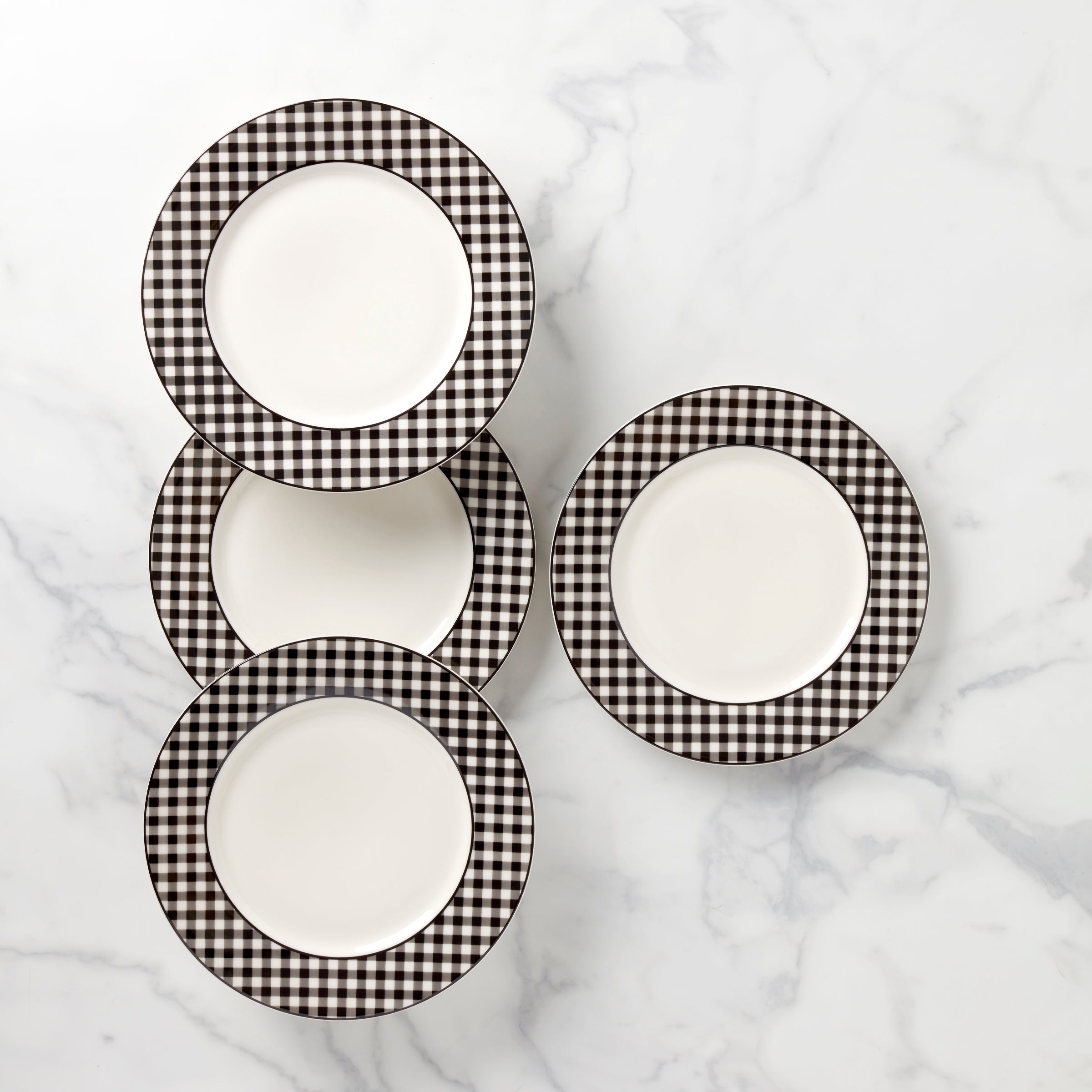 Gingham Black Dinner Plates   Set of 4