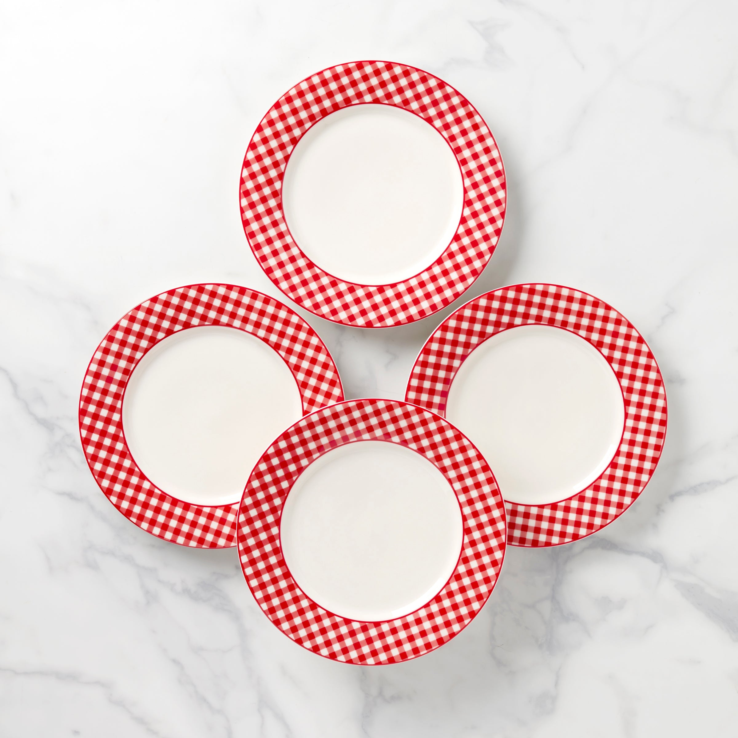 Gingham Red Dinner Plates Set of 4