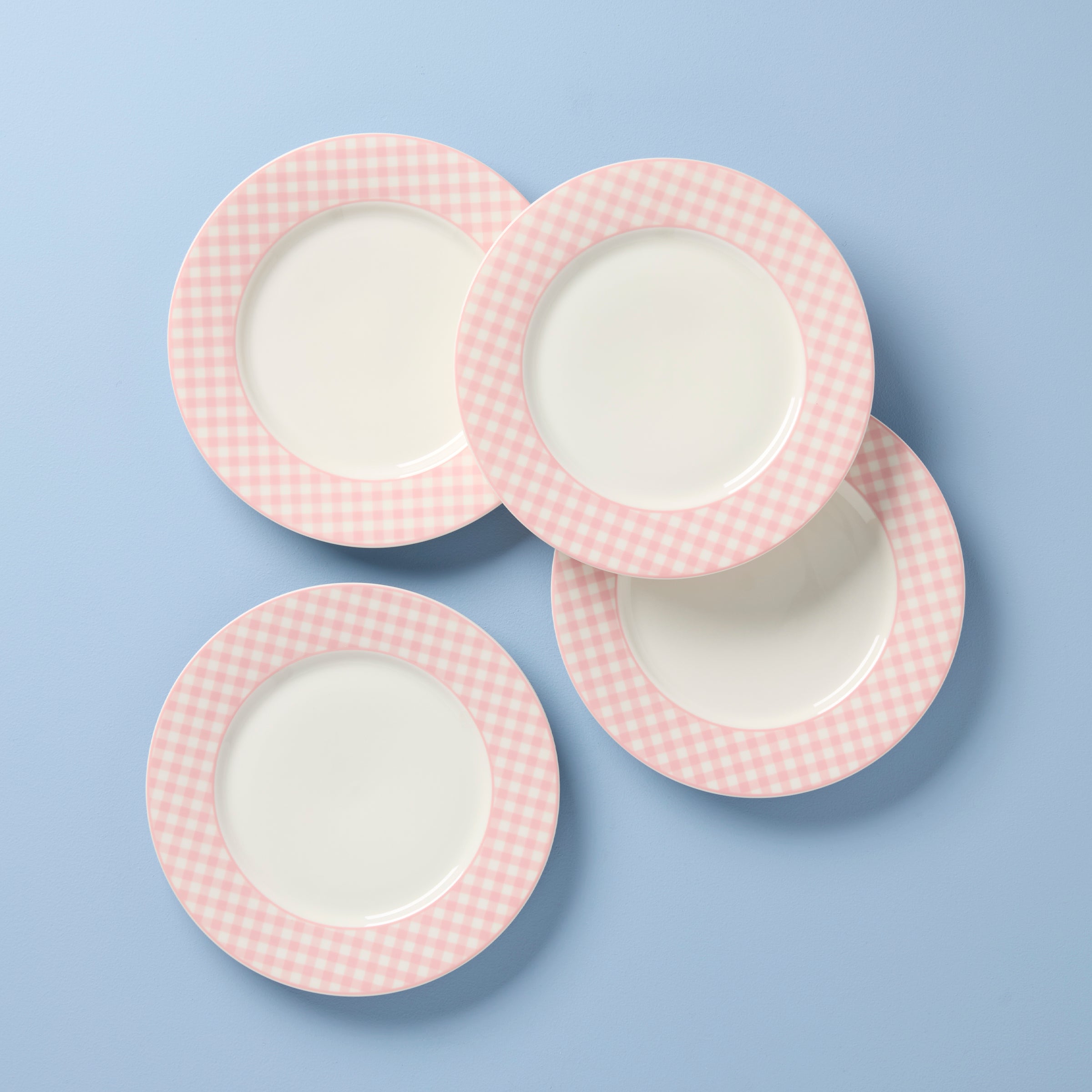 Gingham Pink Dinner Plates Set of 4