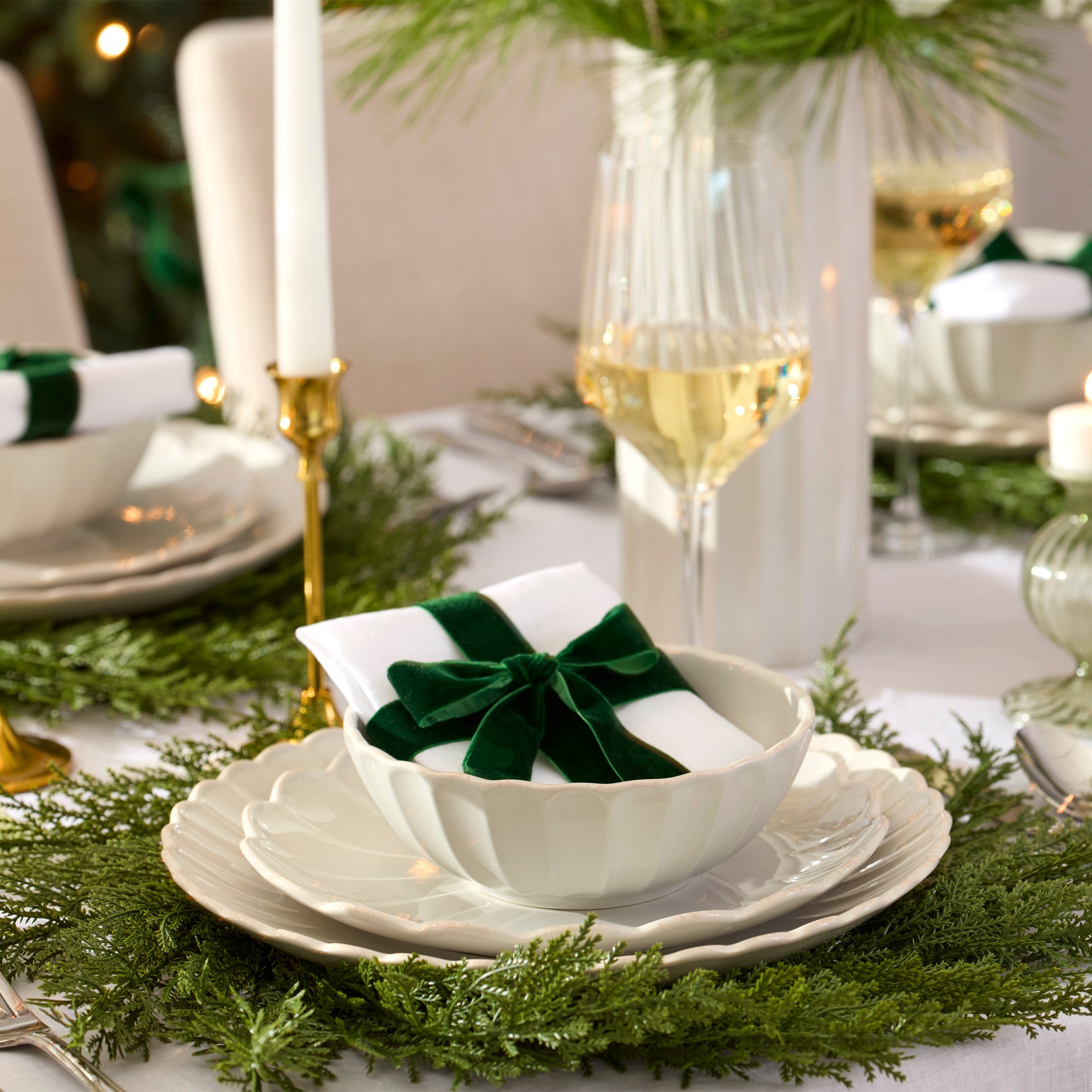 French Perle Scallop White 12 Piece Dinnerware Set - Image 9