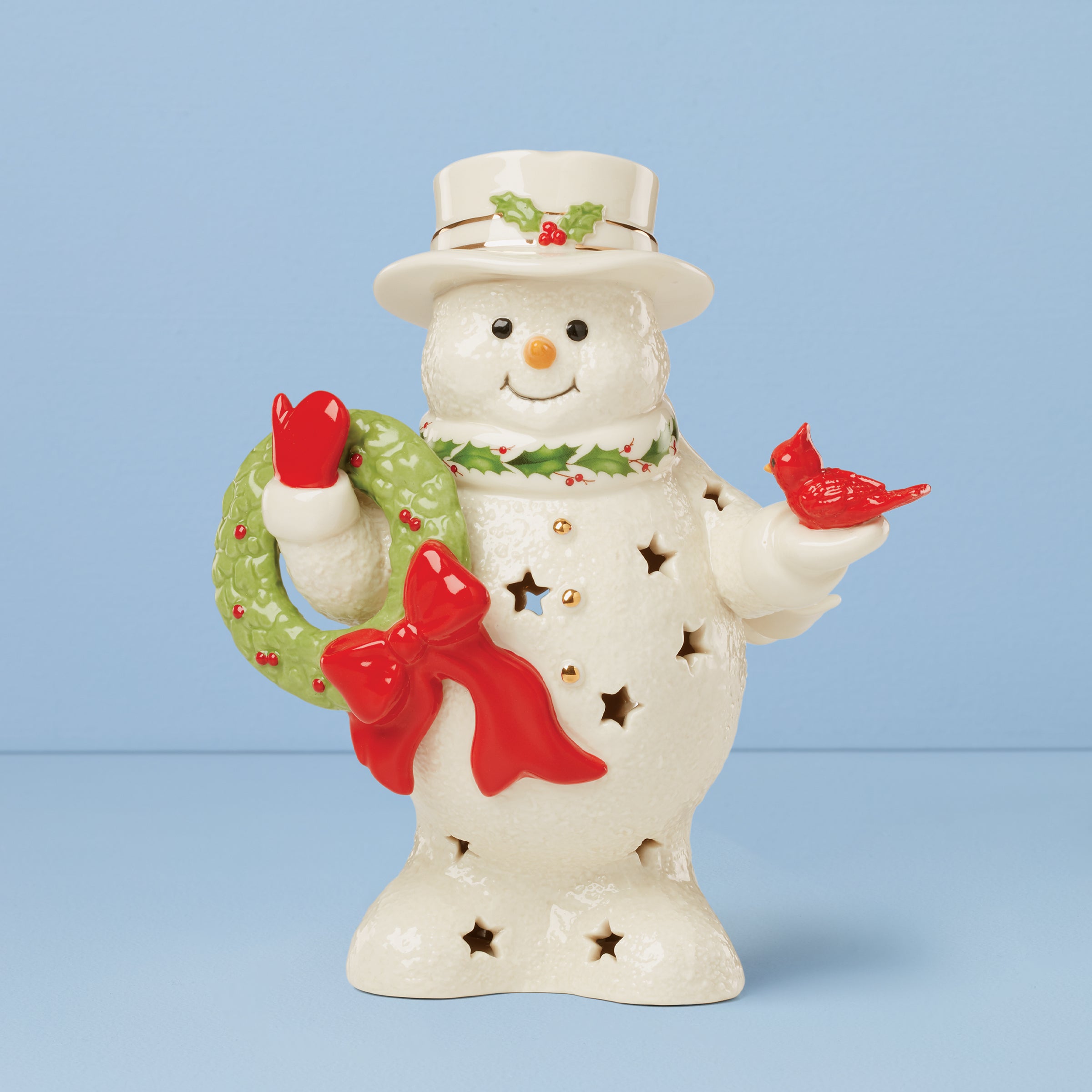 Alternative view of Happy Holly Days Snowman Holding Wreath Figurine