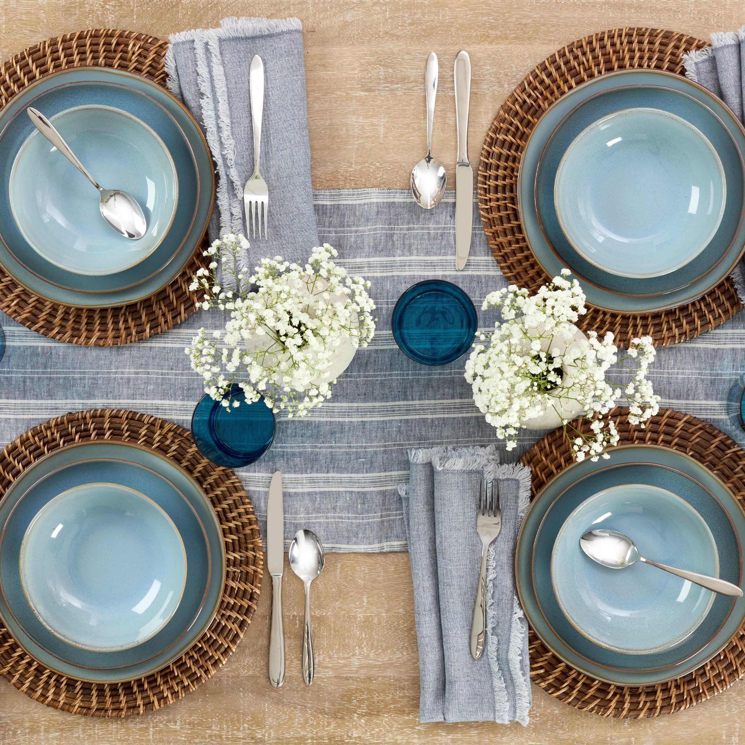Organic Shades Blue 18 Piece Dinnerware Set - Image 4