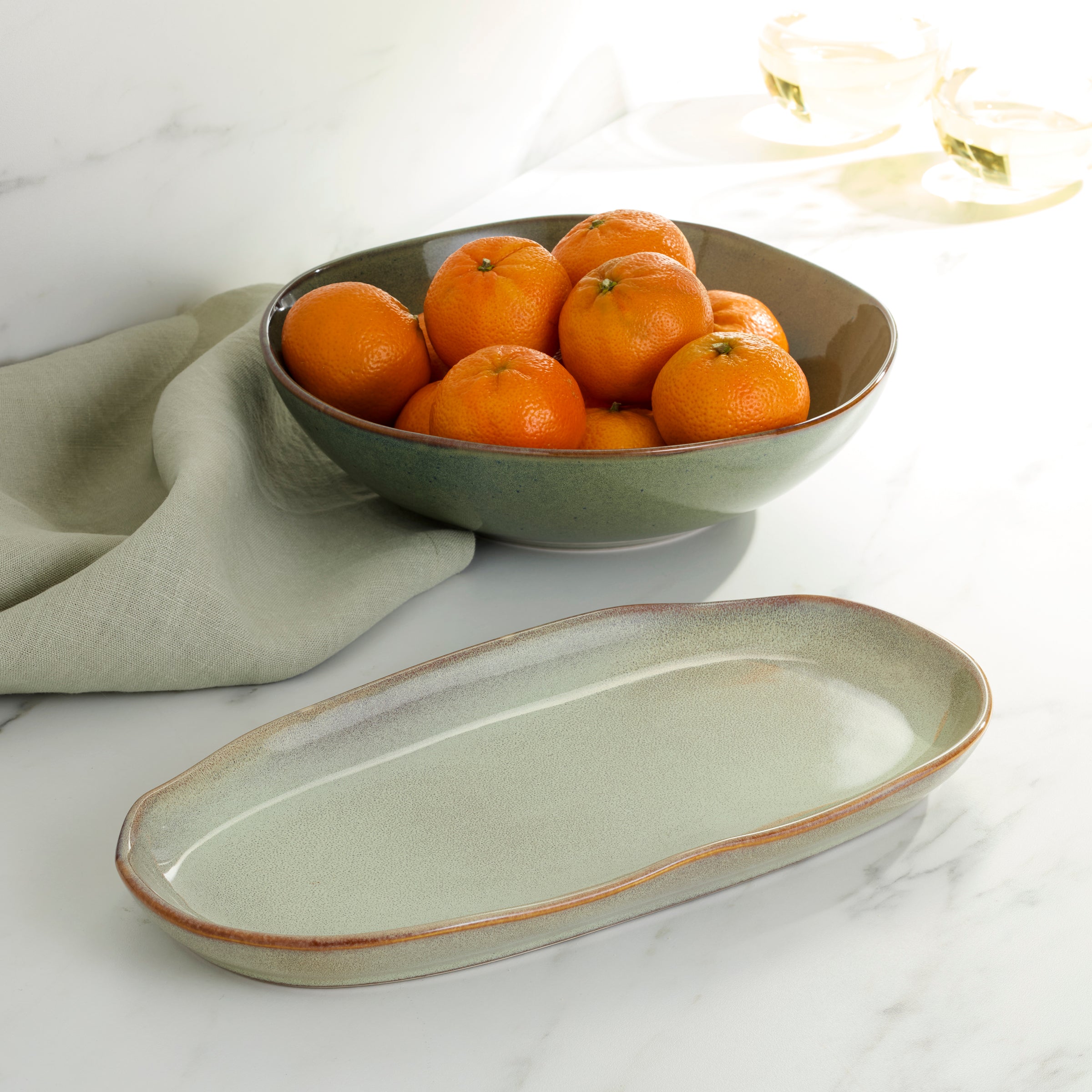 Alternative view of Organic Shades Green 2 Piece Serving Set