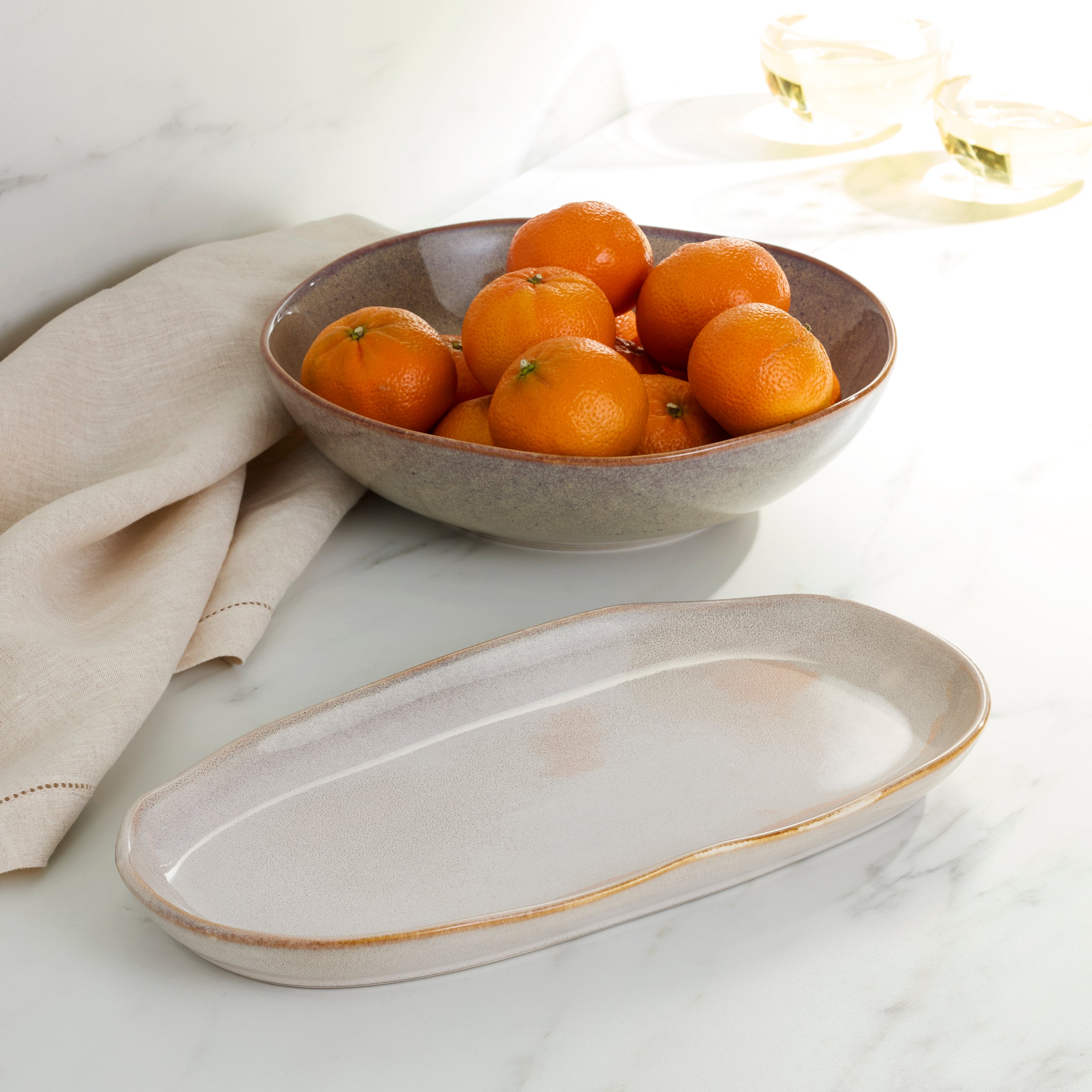 Alternative view of Organic Shades Oatmeal 2 Piece Serving Set
