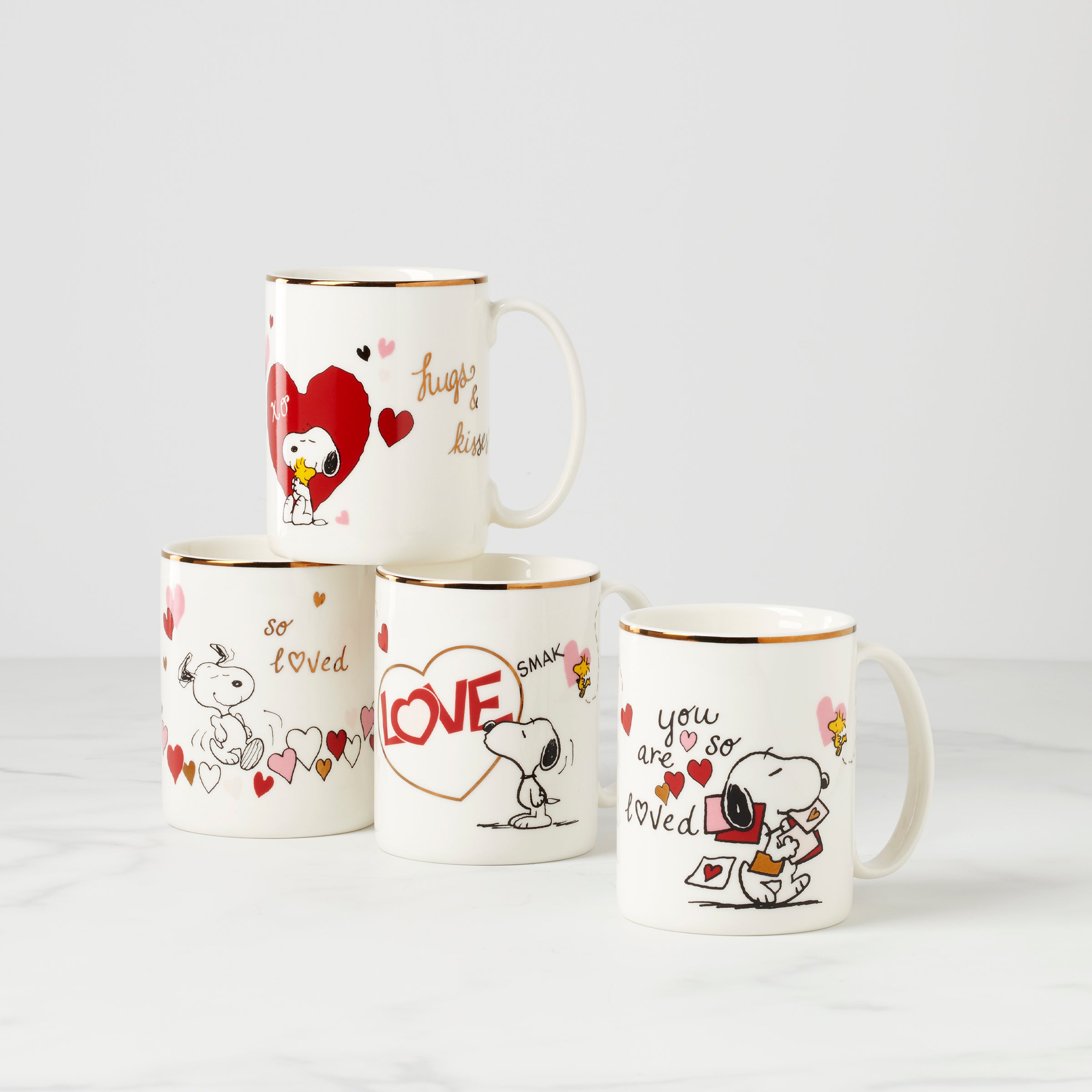 Snoopy Valentine's Day Mugs Set of 4