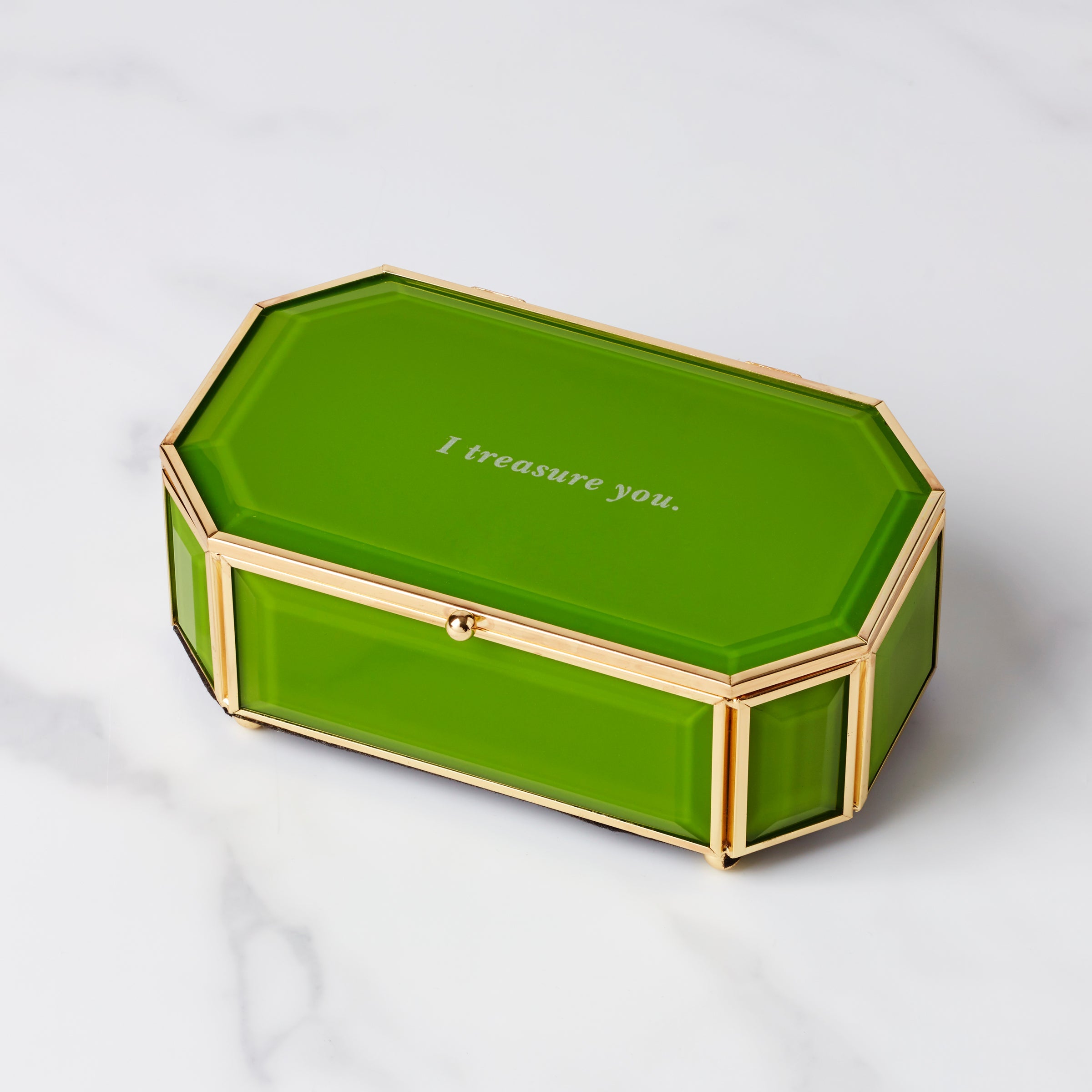 I Treasure You Green Jewelry Box