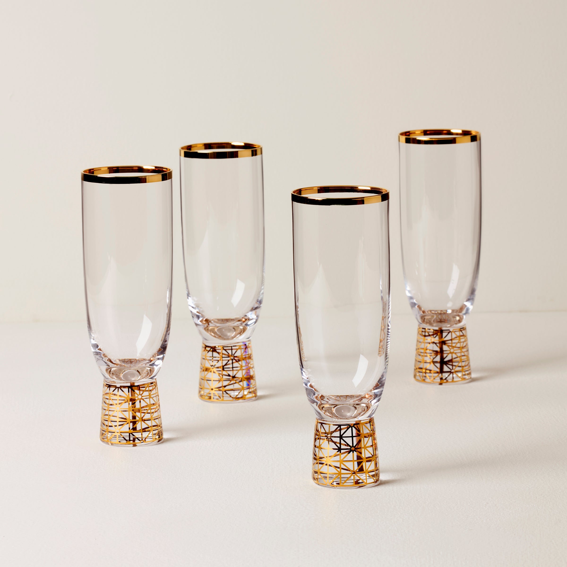 Tuscany Classics Gold Frost Flute Glasses Set Of 4