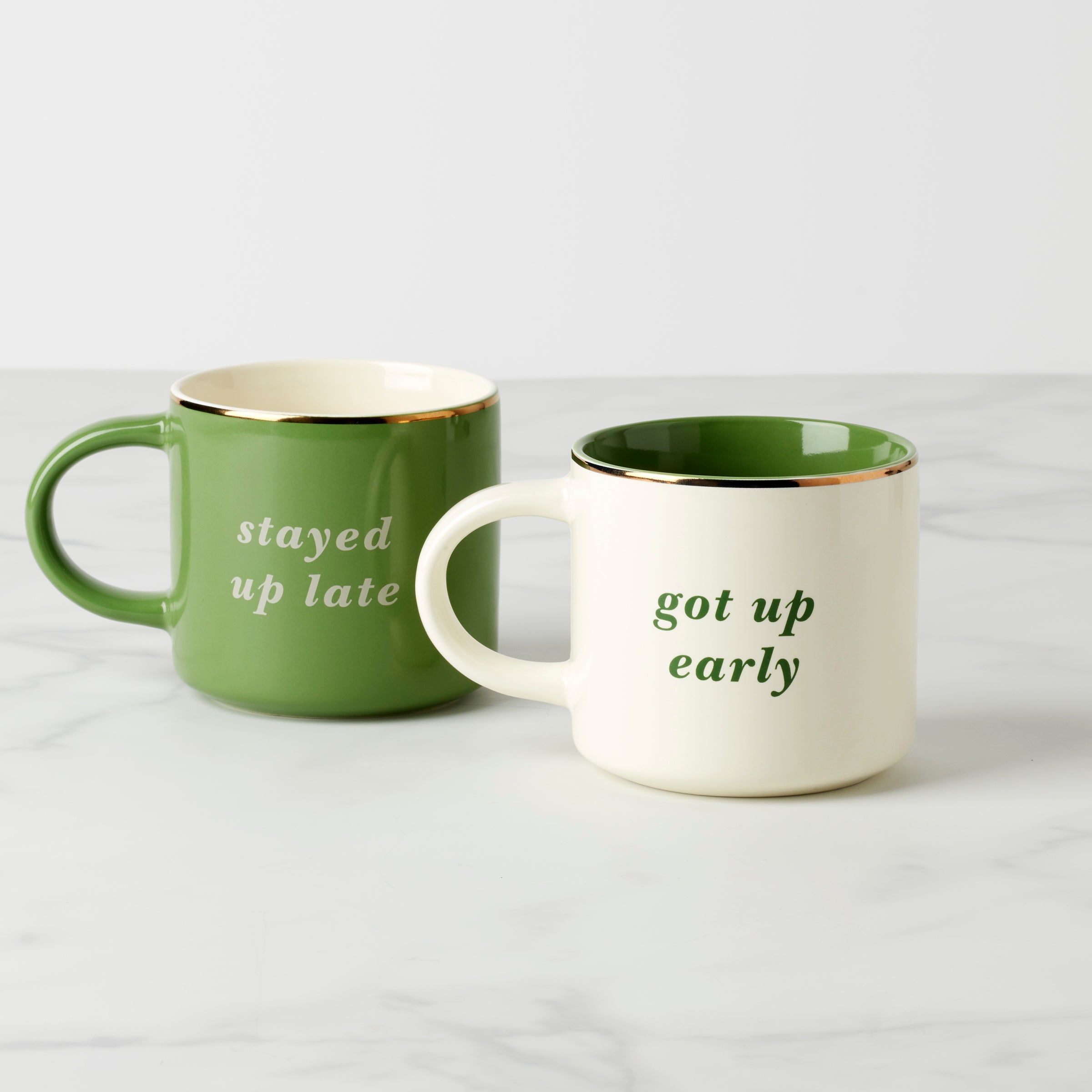 Alternative view of Two of a Kind Got Up Early & Stayed Up Late Mugs   Set of 2