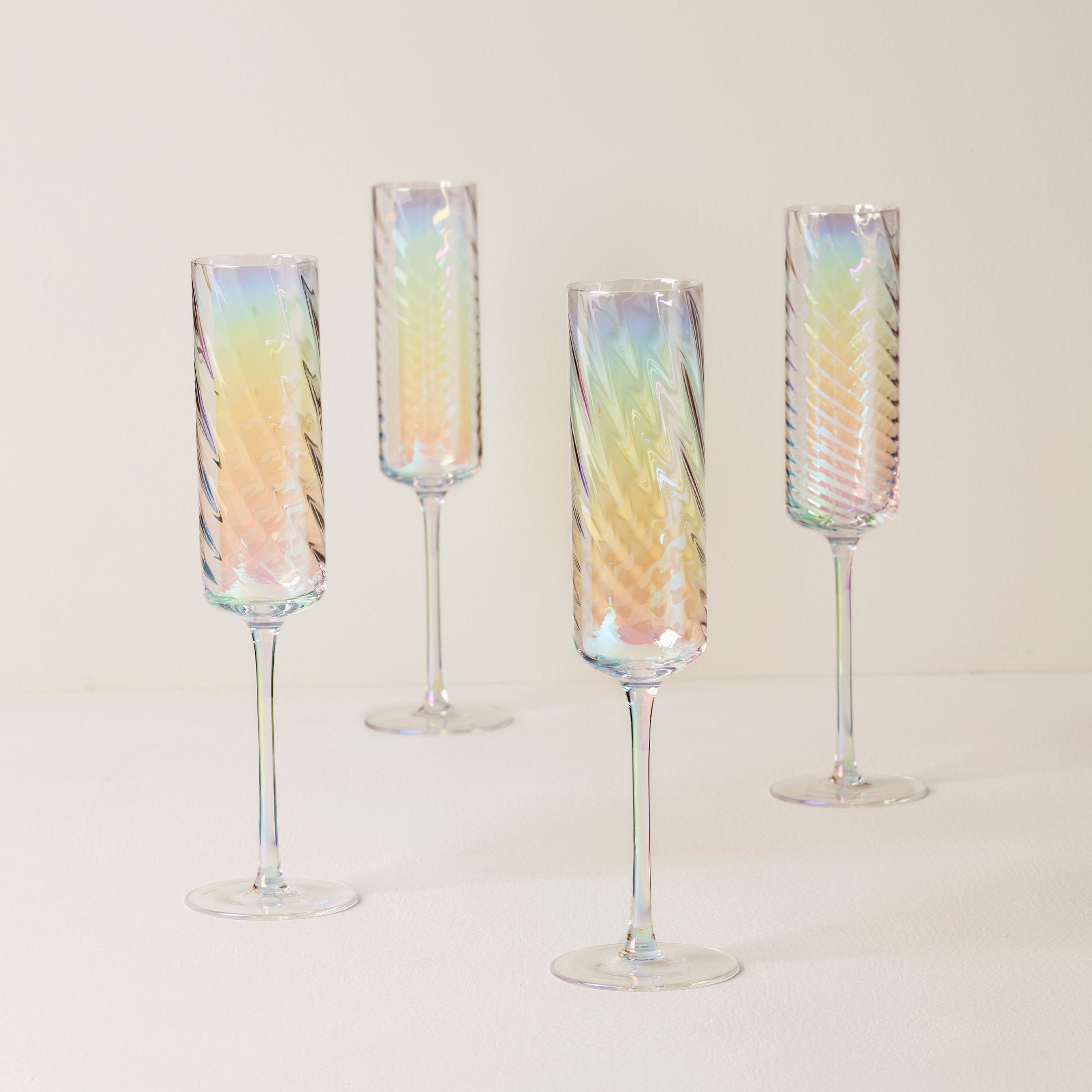 Tuscany Classics Iridescent Flute Glasses   Set Of 4