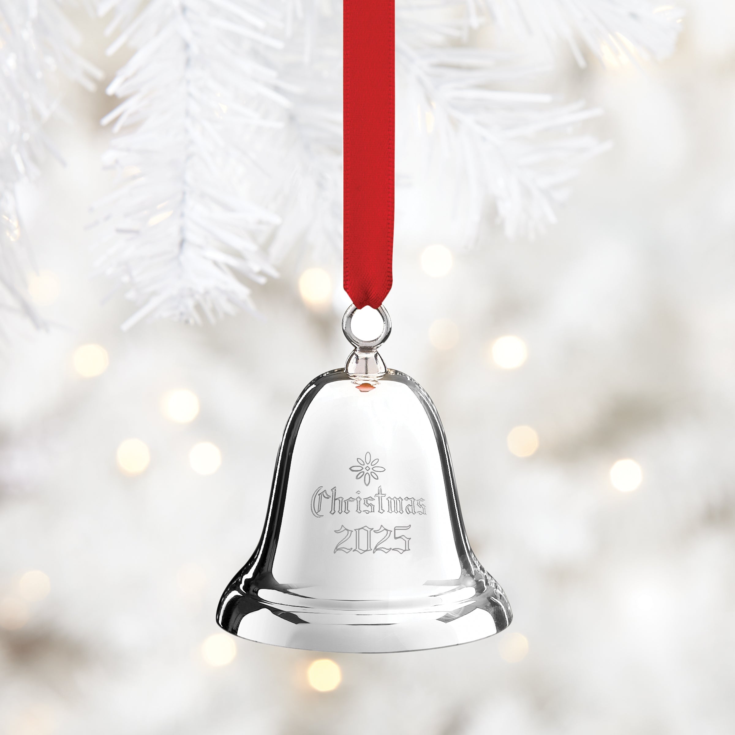 Alternative view of 2025 Annual Christmas Bell Sterling Silver Ornament