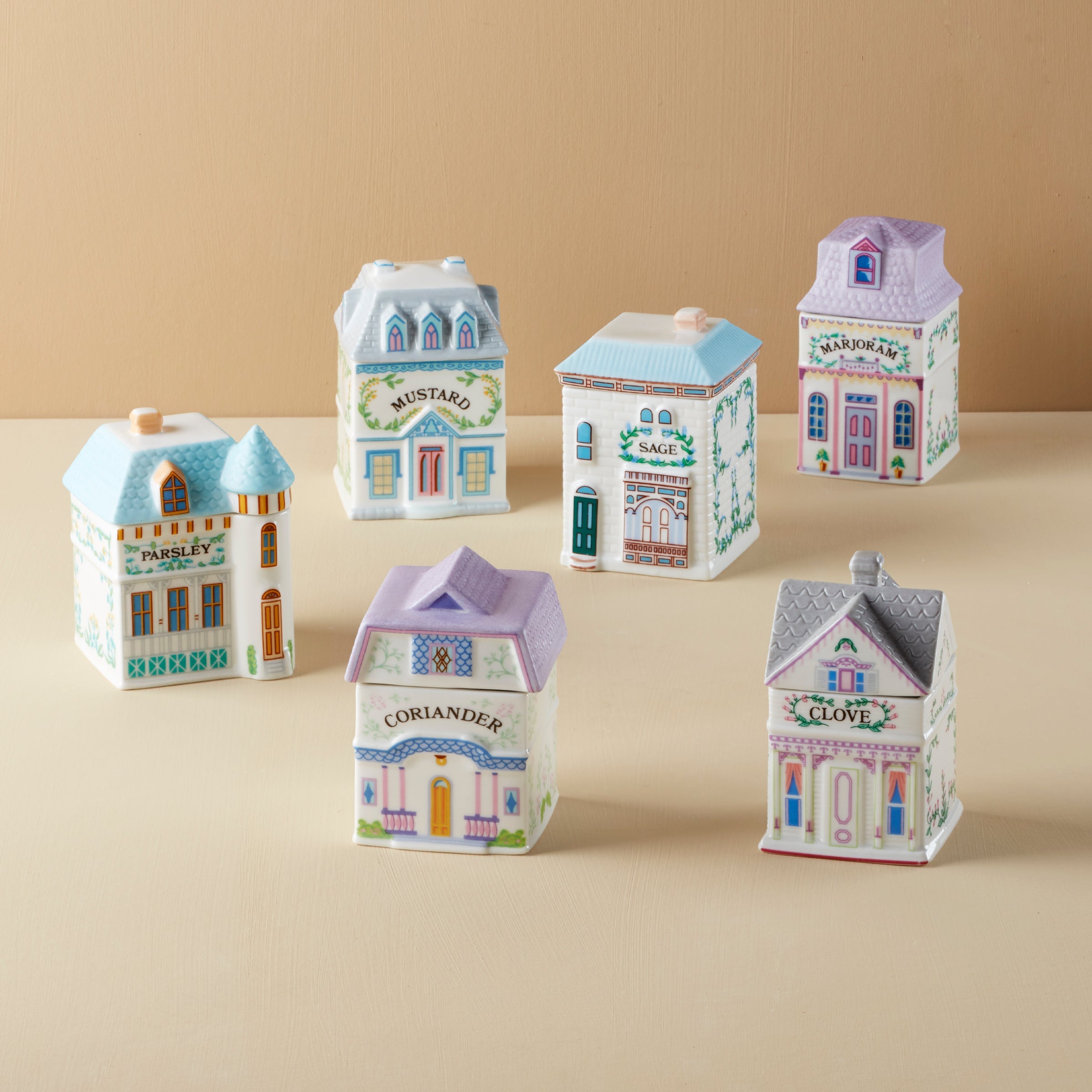 Lenox Spice Village 6 Piece Rustic Row Spice Jar Set