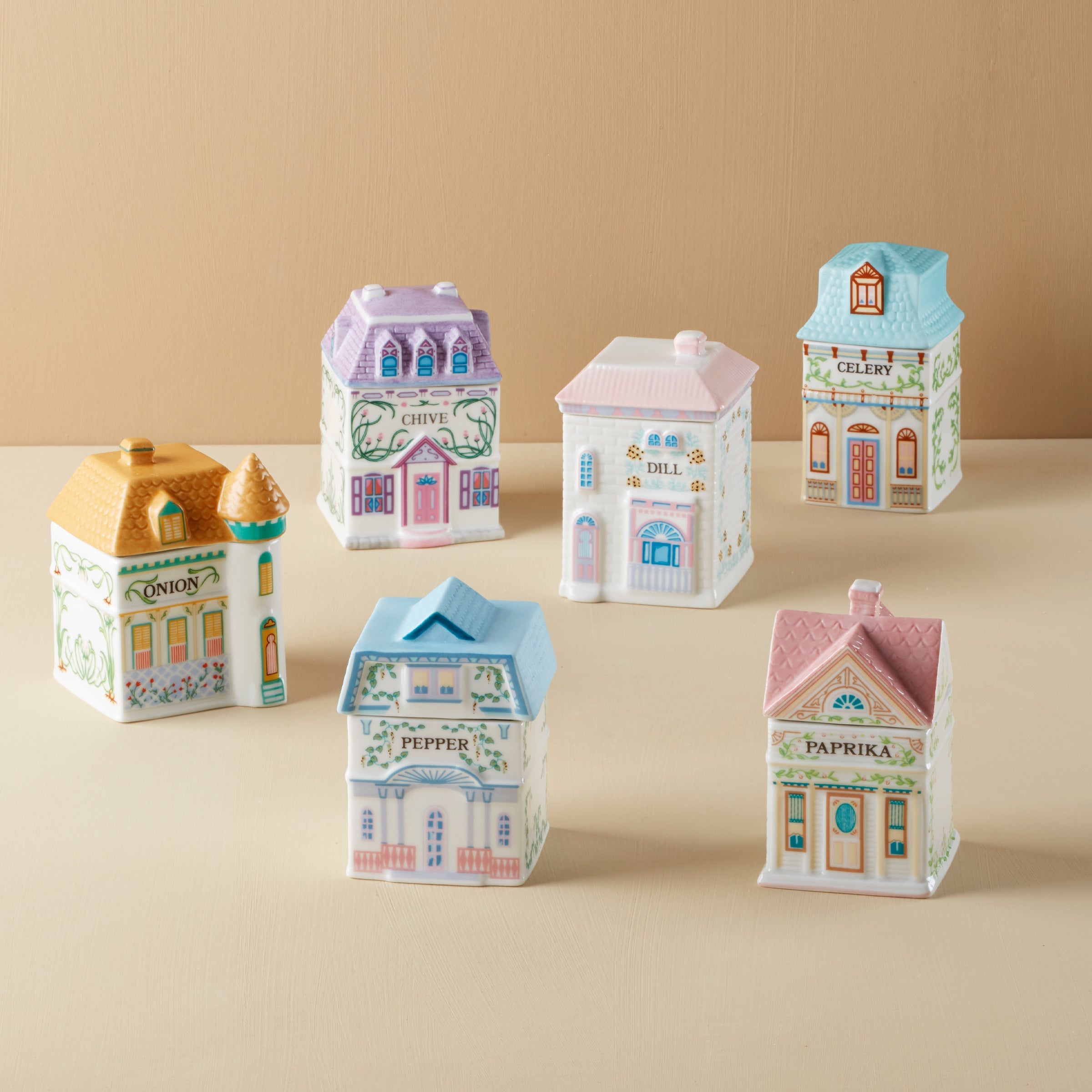 Lenox Spice Village 6 Piece Savory Street Spice Jar Set