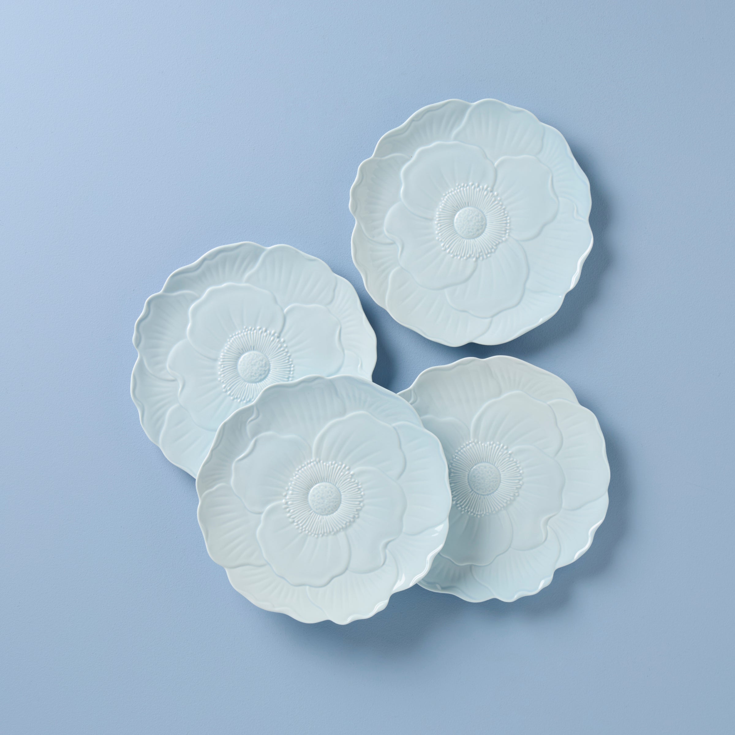 Butterfly Meadow Floral Blue Accent Plates Set of 4