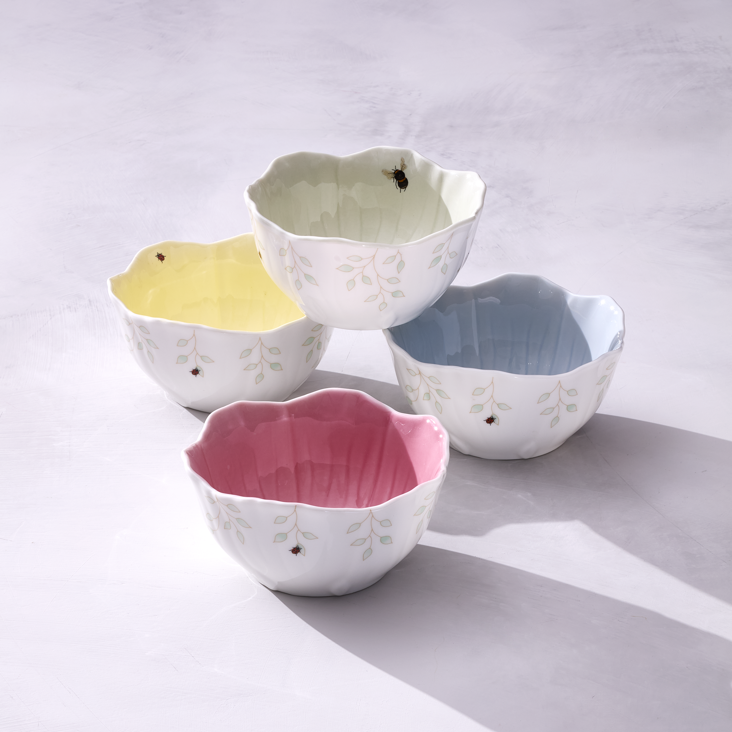 Butterfly Meadow Floral Green Dessert Bowls Set of 4 - Image 3