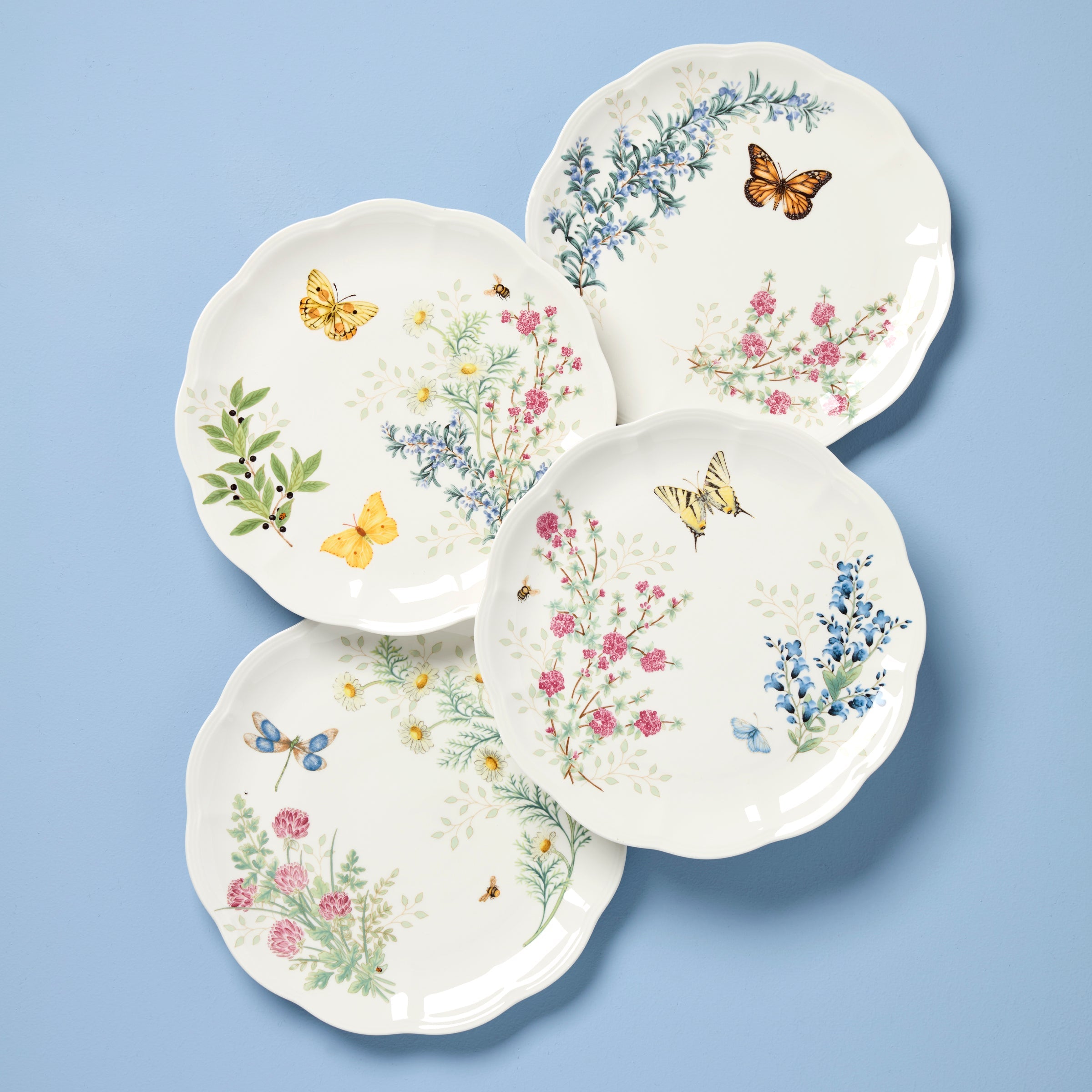 Butterfly Meadow Herbs Dinner Plates   Set of 4