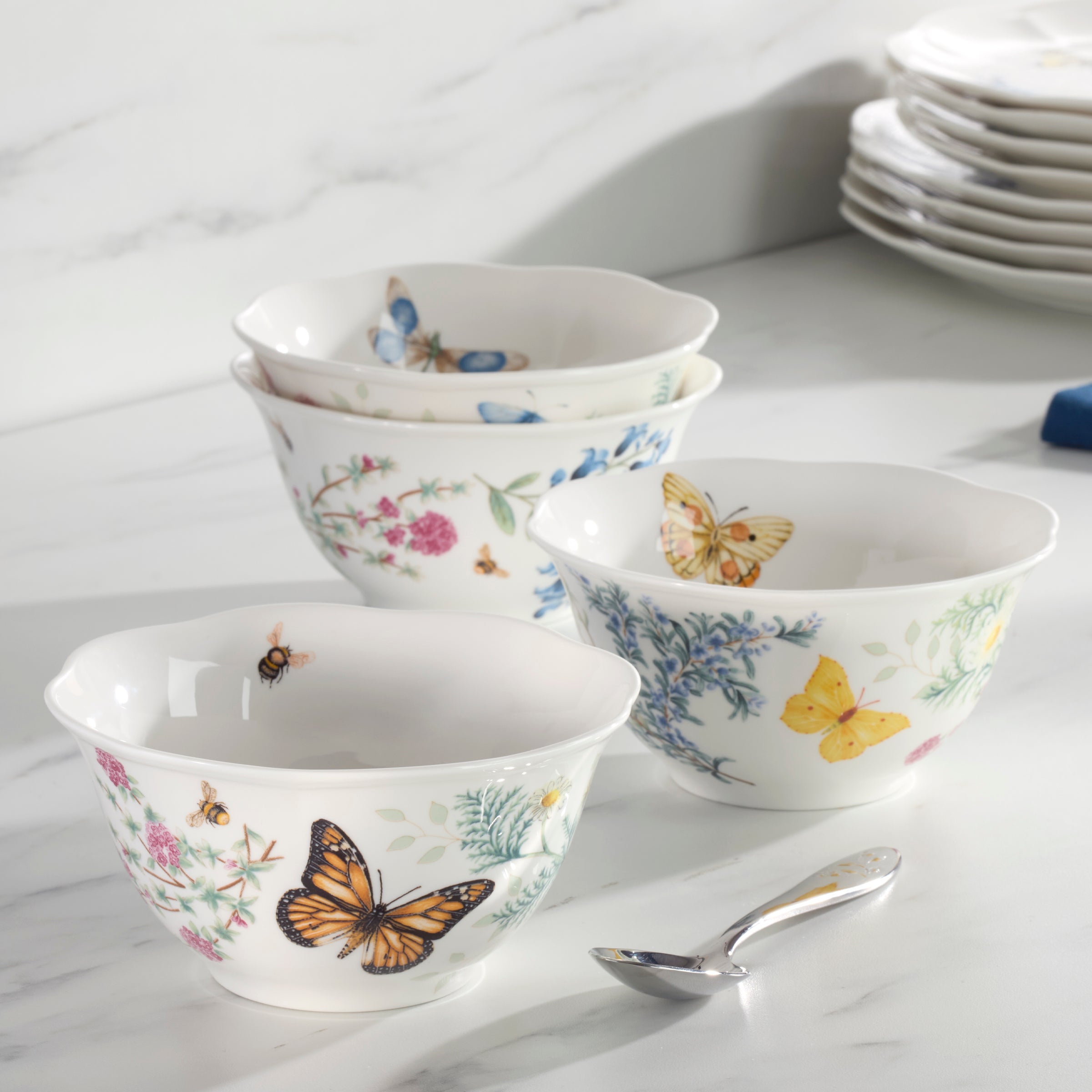 Butterfly Meadow Herbs Rice Bowls Set of 4 - Image 7