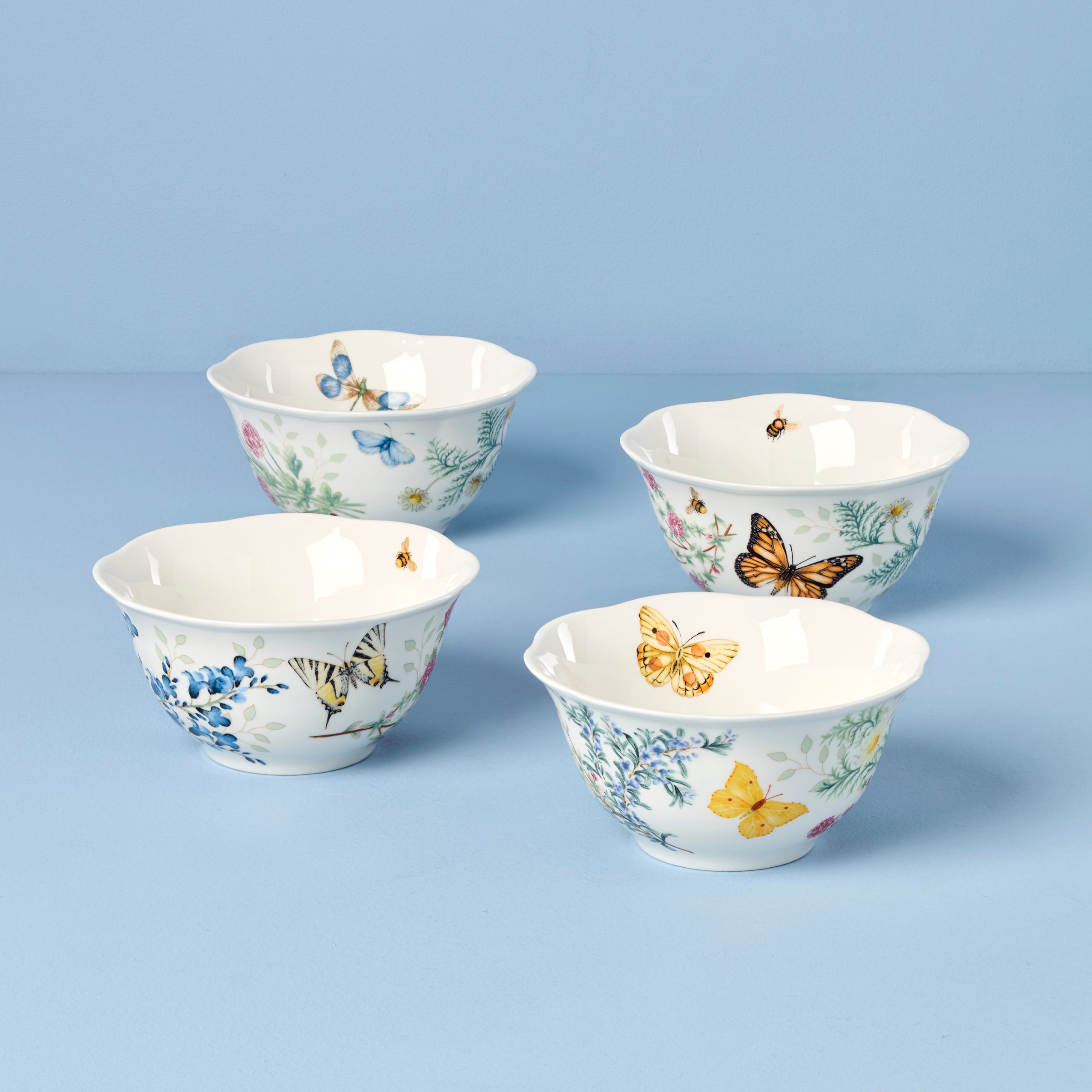 Butterfly Meadow Herbs Rice Bowls Set of 4
