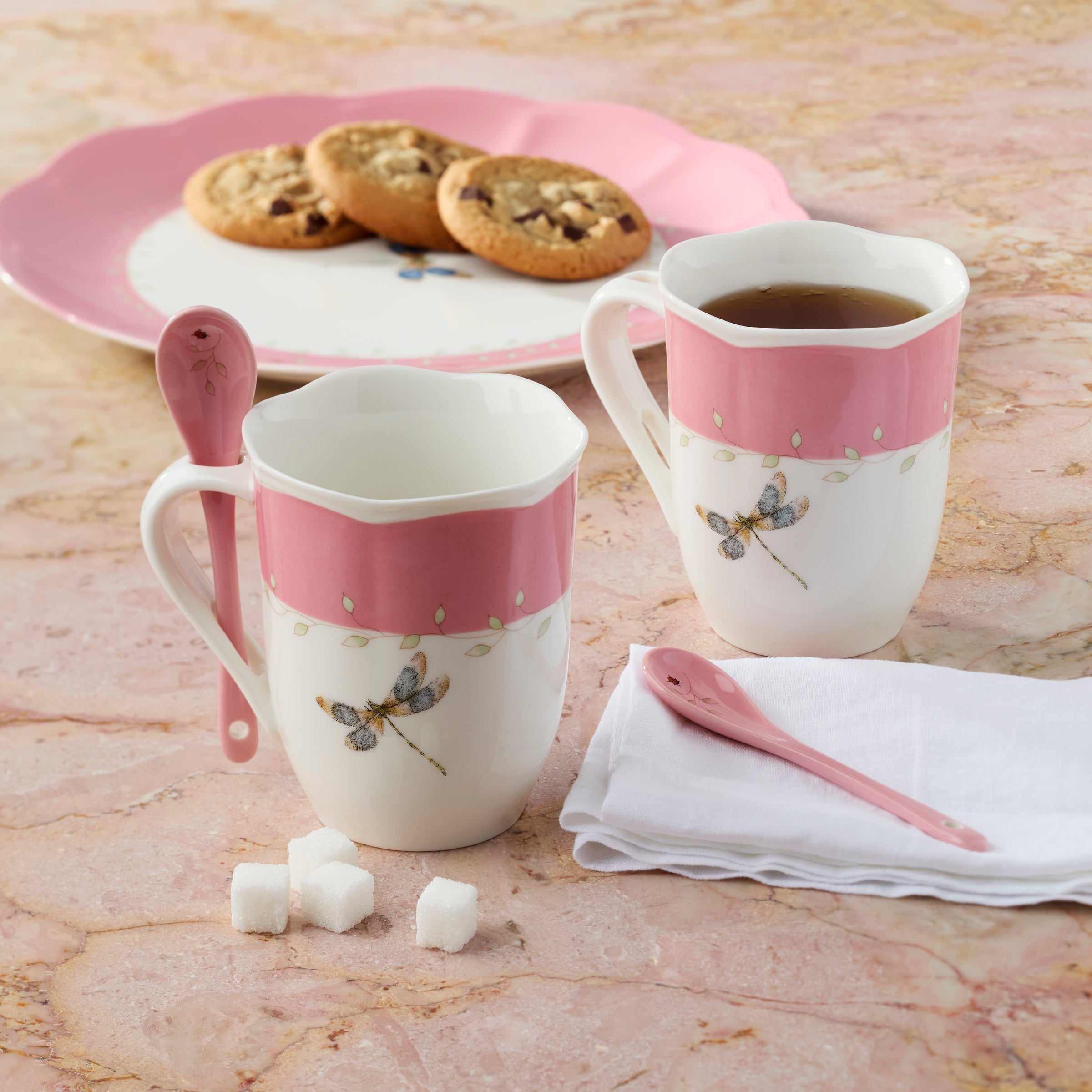 Butterfly Meadow Pink Mugs With Spoons Set of 2 - Image 5