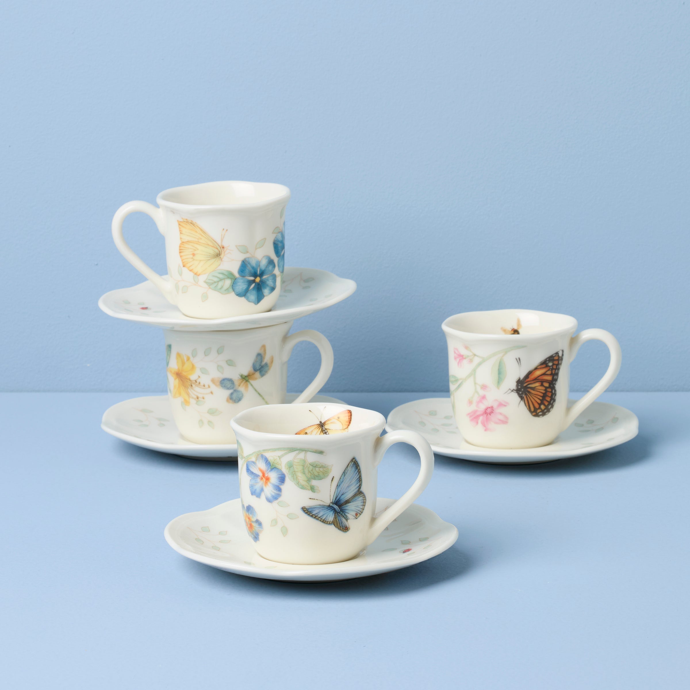 Butterfly Meadow Espresso Cup & Saucers Set of 4