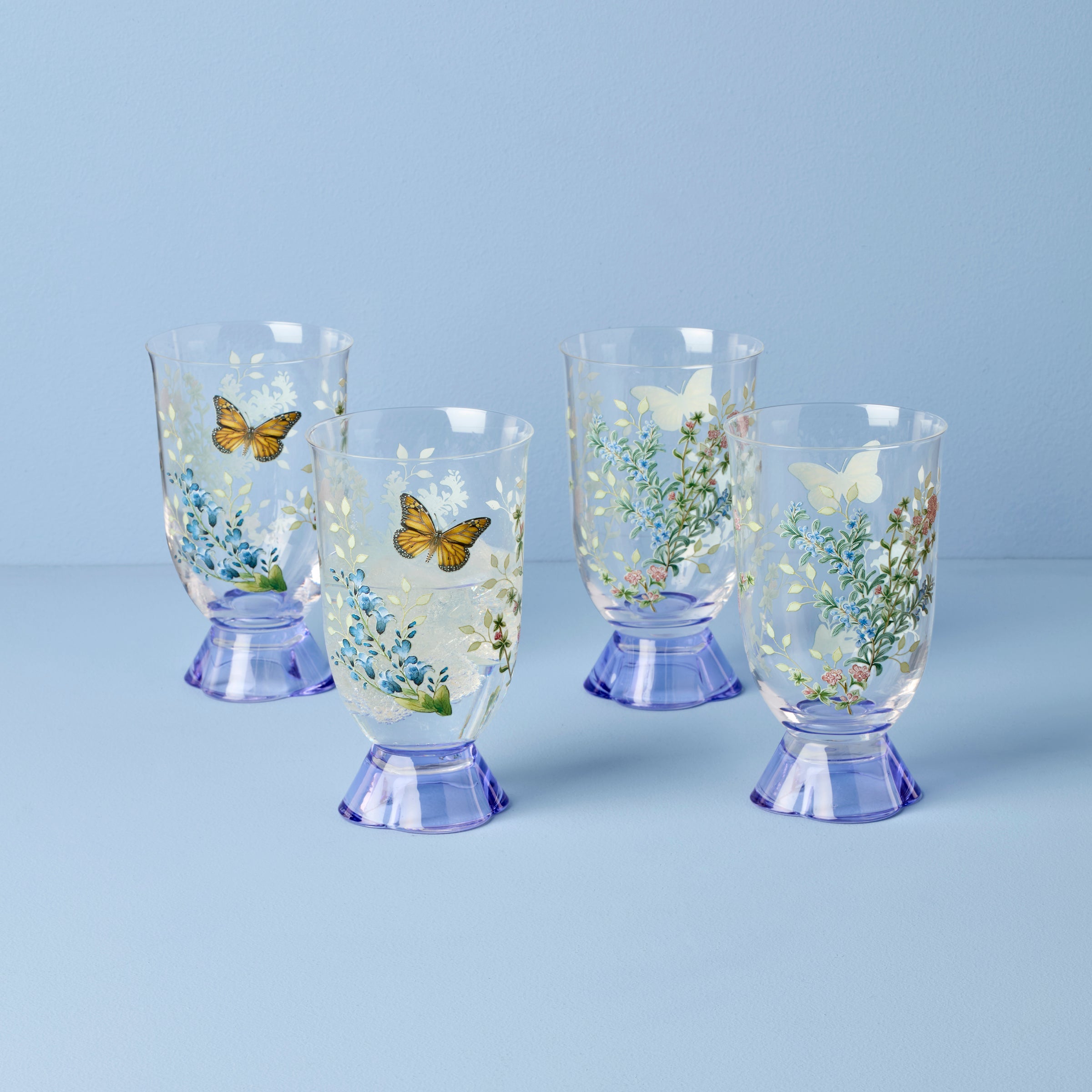 Butterfly Meadow Herbs Tall Tumblers   Set Of 4