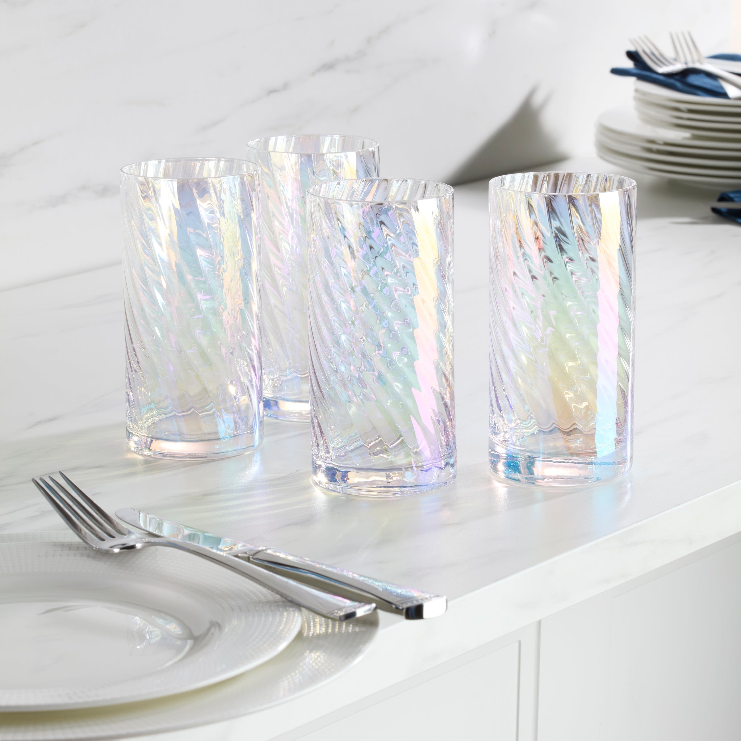 Tuscany Classics Iridescent Highball Glasses Set Of 4 - Image 4