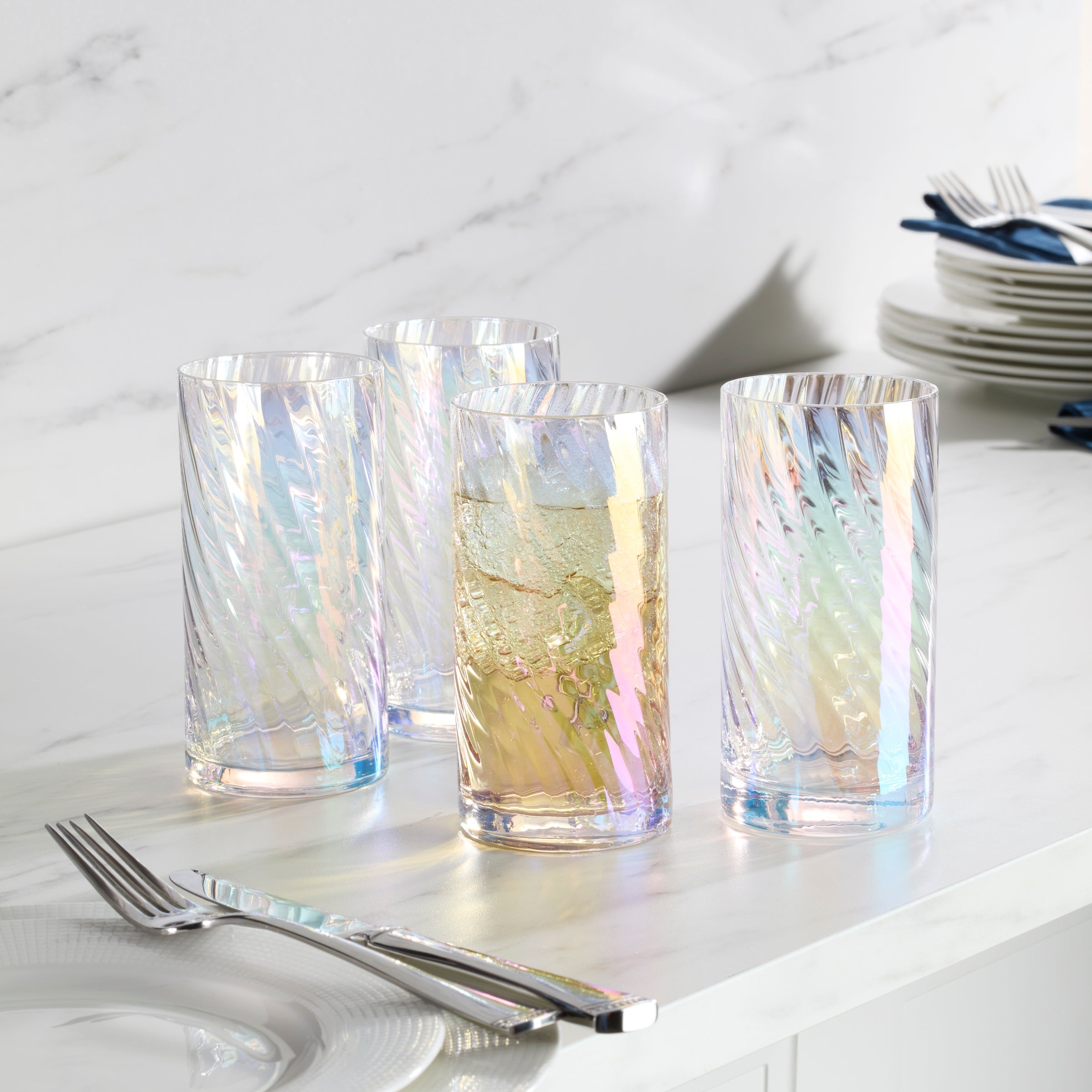 Tuscany Classics Iridescent Highball Glasses Set Of 4 - Image 5