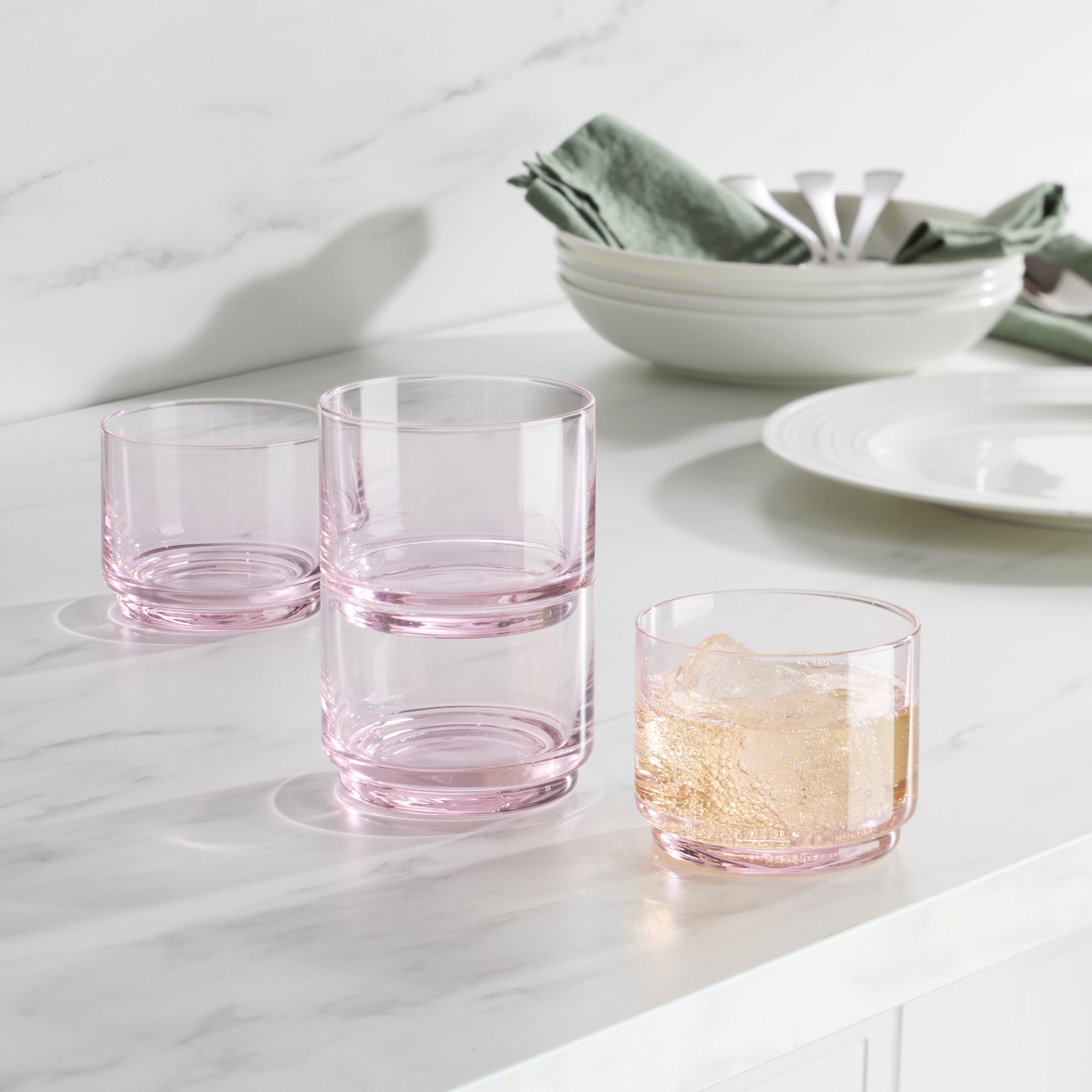 Tuscany Stackable Blush Short Glasses Set Of 4 - Image 3