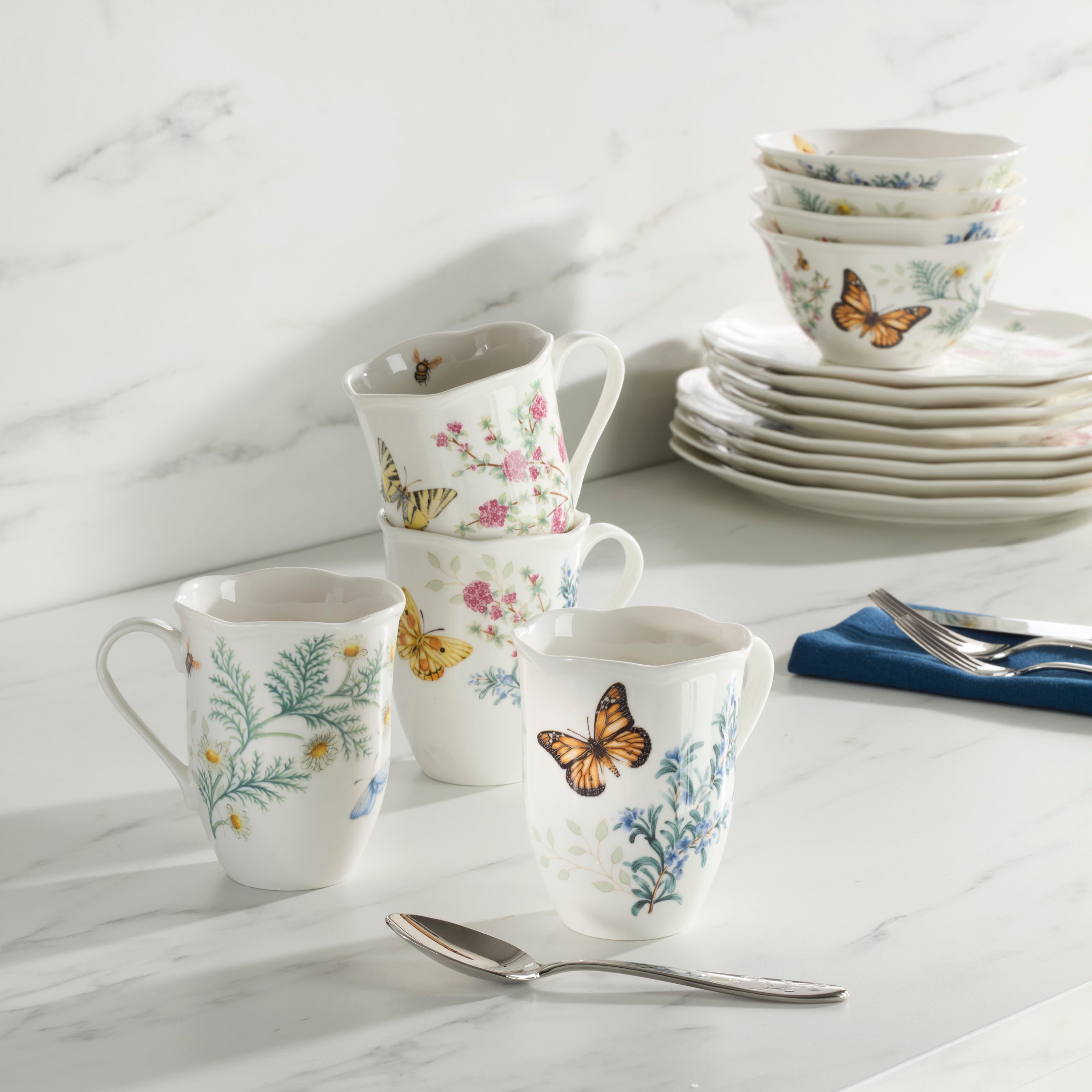 Butterfly Meadow Herbs Mugs Set of 4 - Image 3
