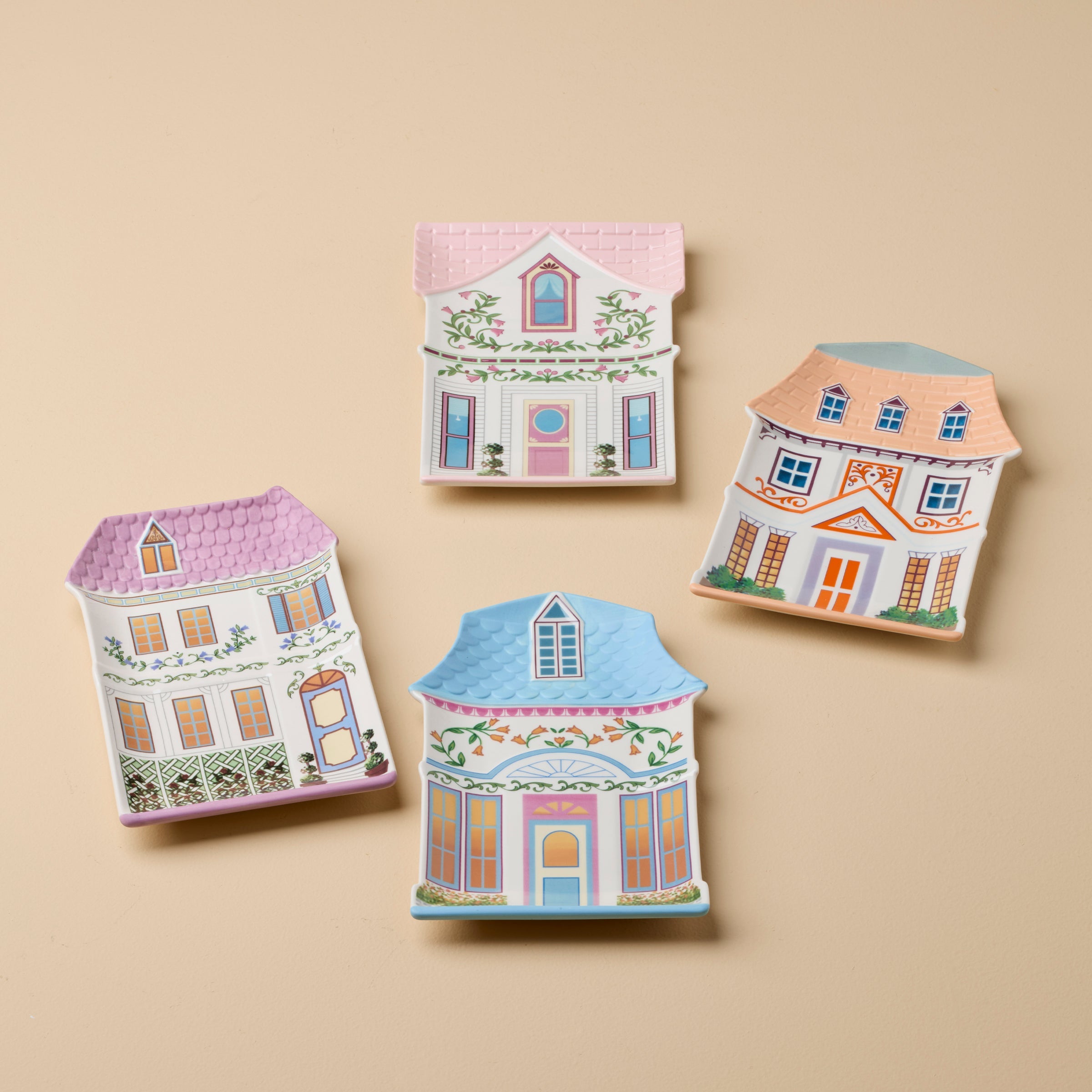 Lenox Spice Village House Accent Plates, Set of 4