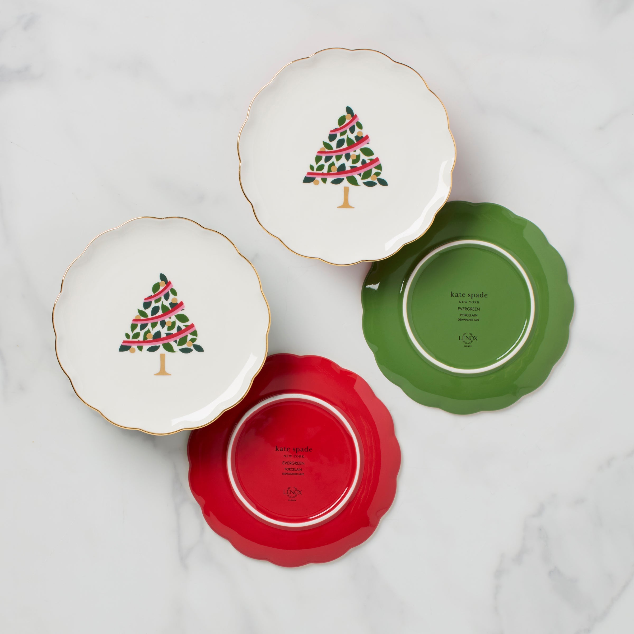 Evergreen Scallop Tidbit Plates Set of 4