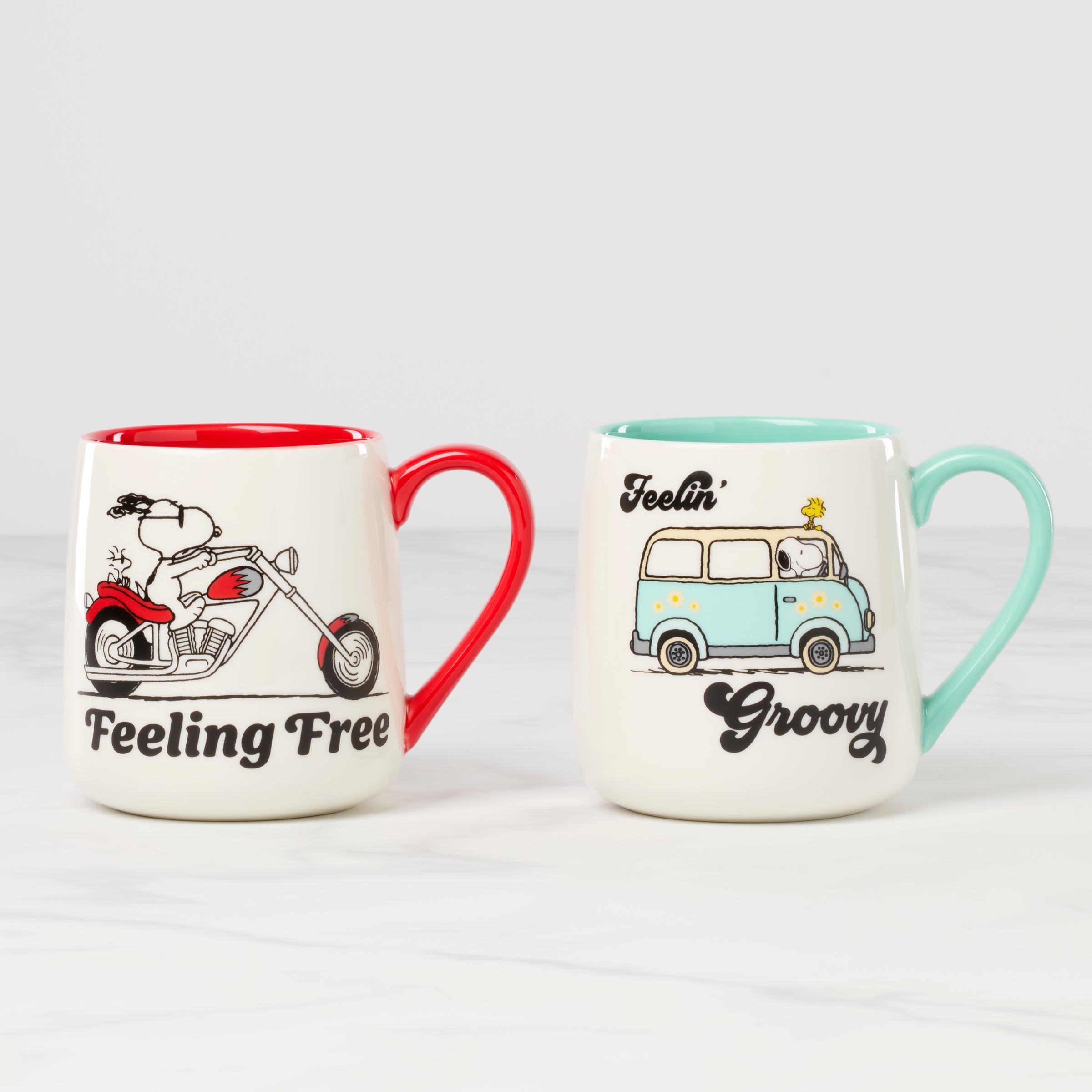 Peanuts Mugs Set of 2 Groovy Feeling Free