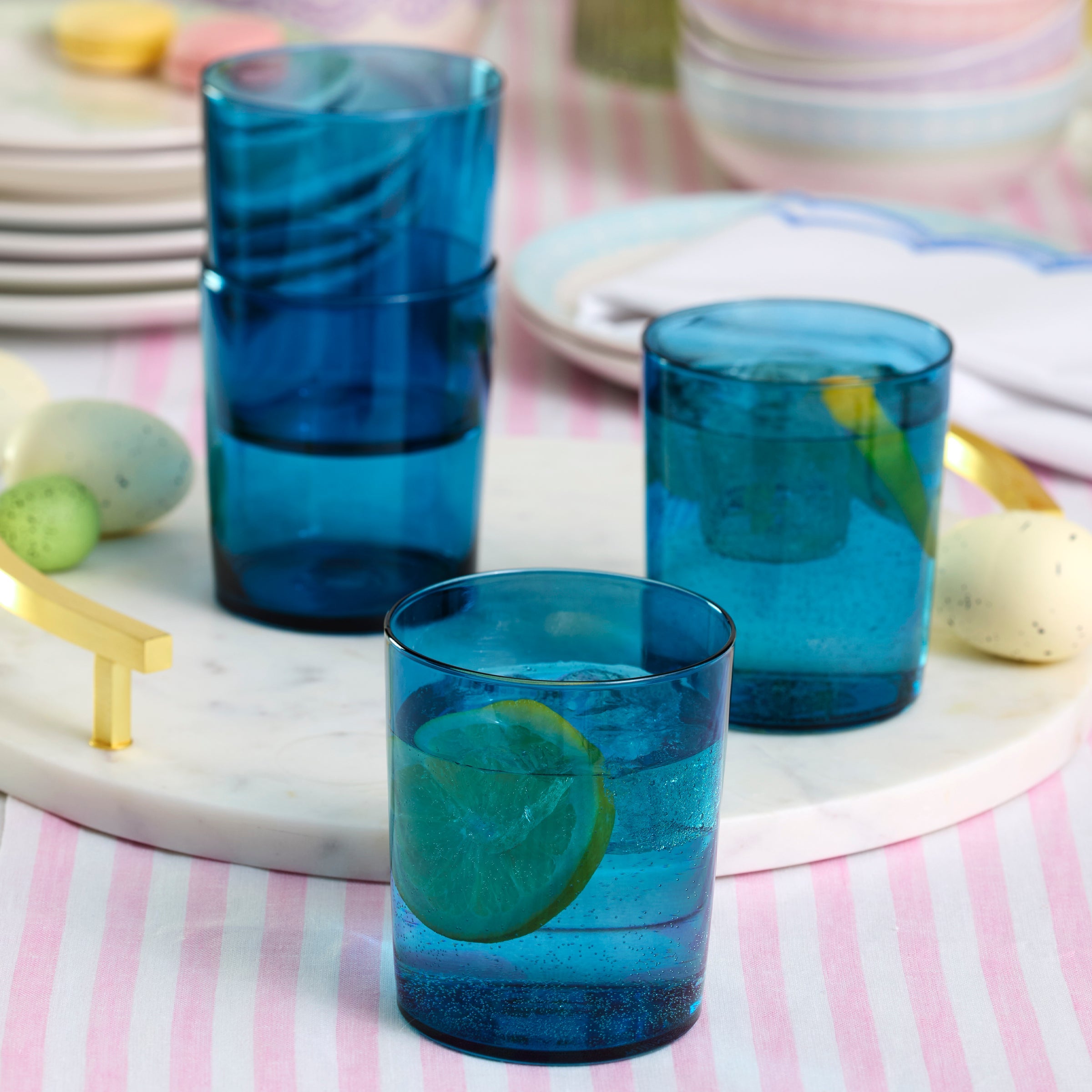 Stackable Blue Tall Glasses Set Of 6 - Image 2