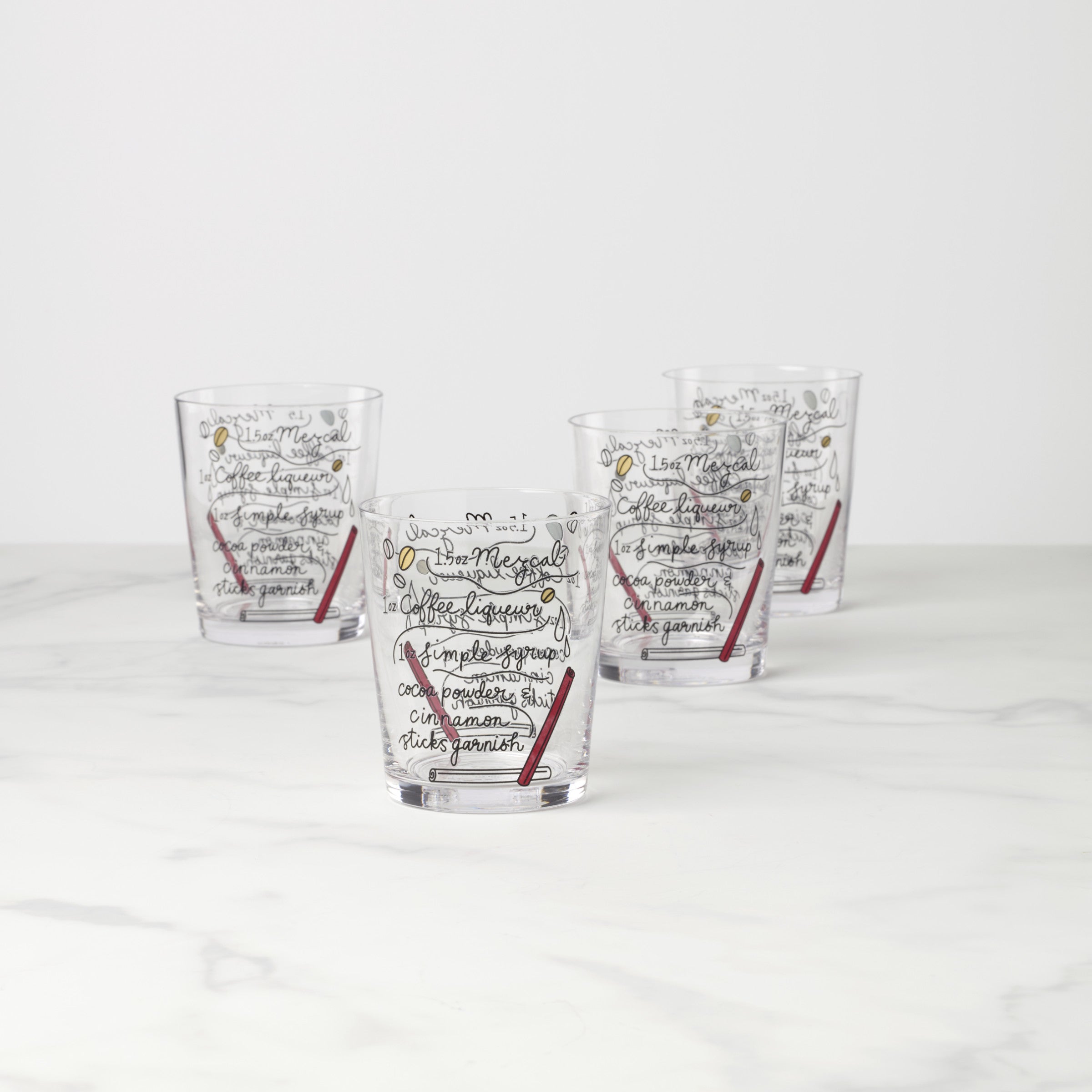 Make Merry Double Old Fashion Glasses Set Of 4
