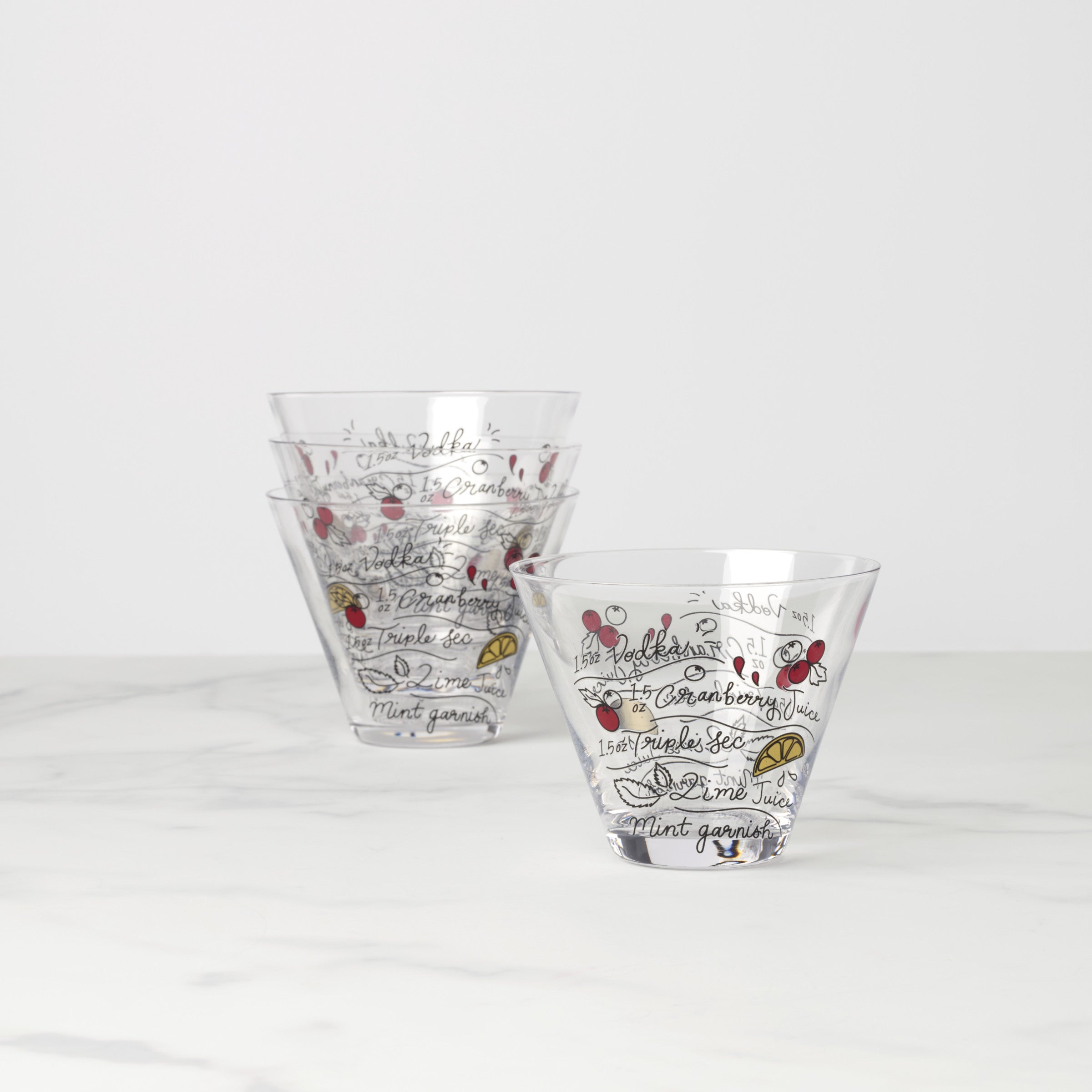 Make Merry Stemless Martini Glasses Set Of 4