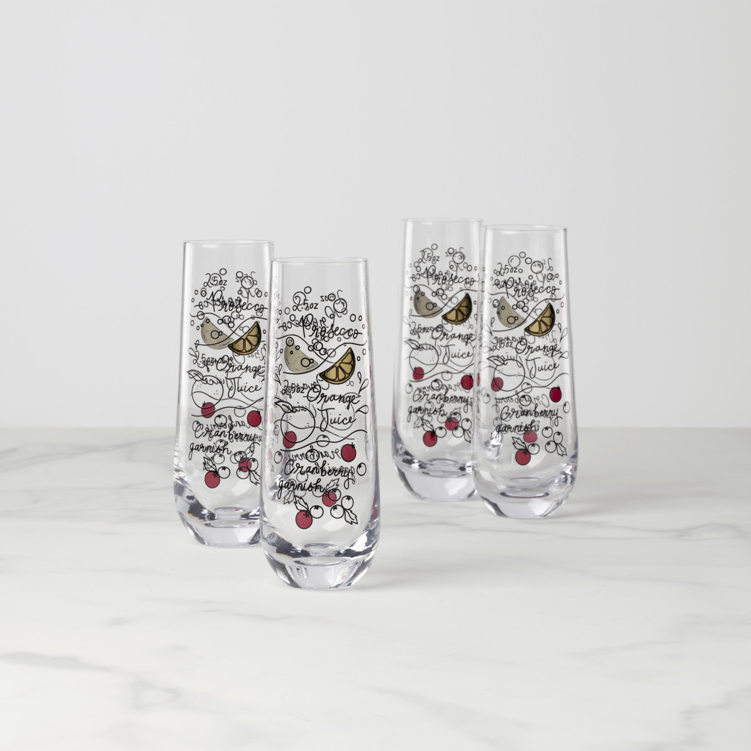Make Merry Stemless Flute Glasses Set Of 4