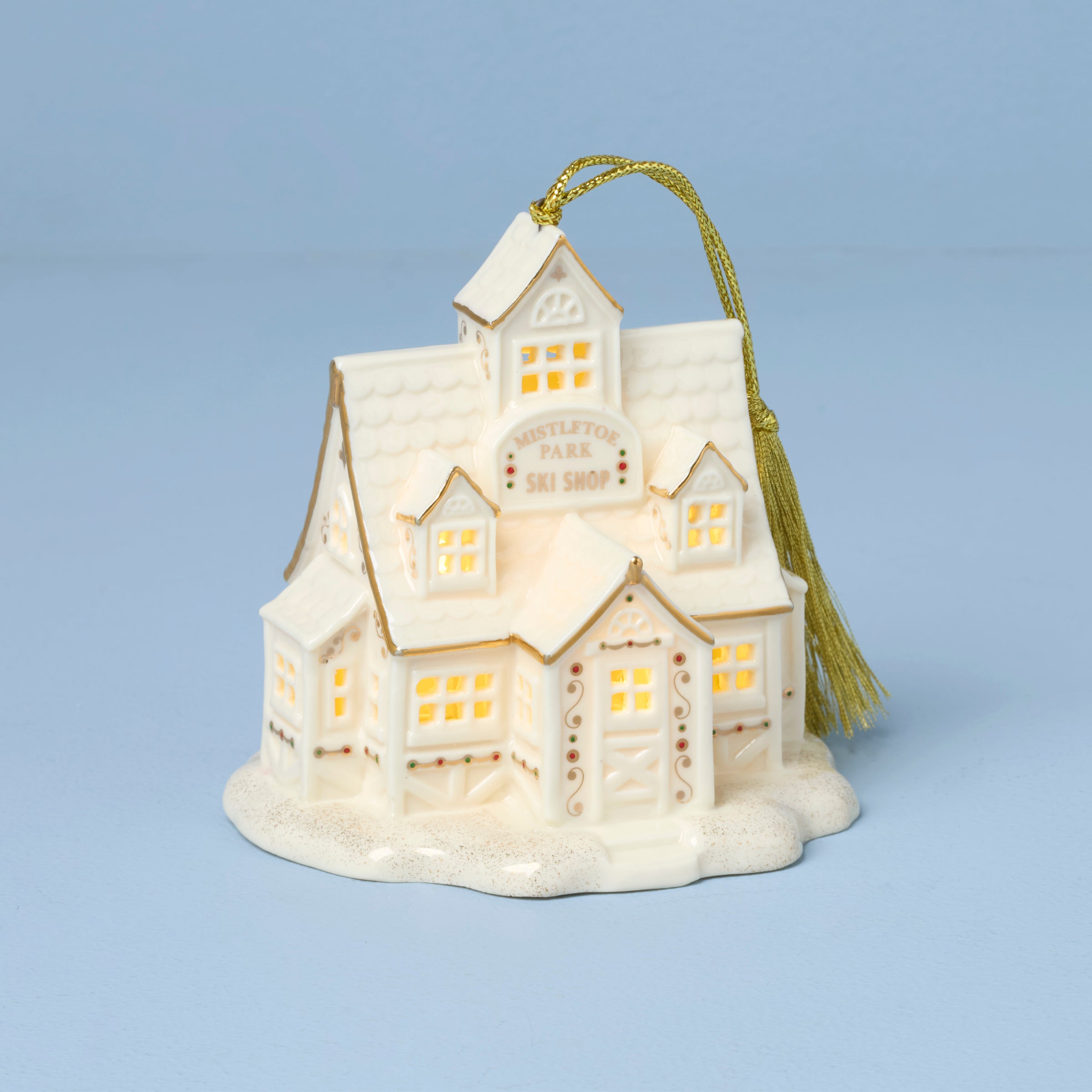 Alternative view of Mistletoe Park Ski Shop Lit Ornament