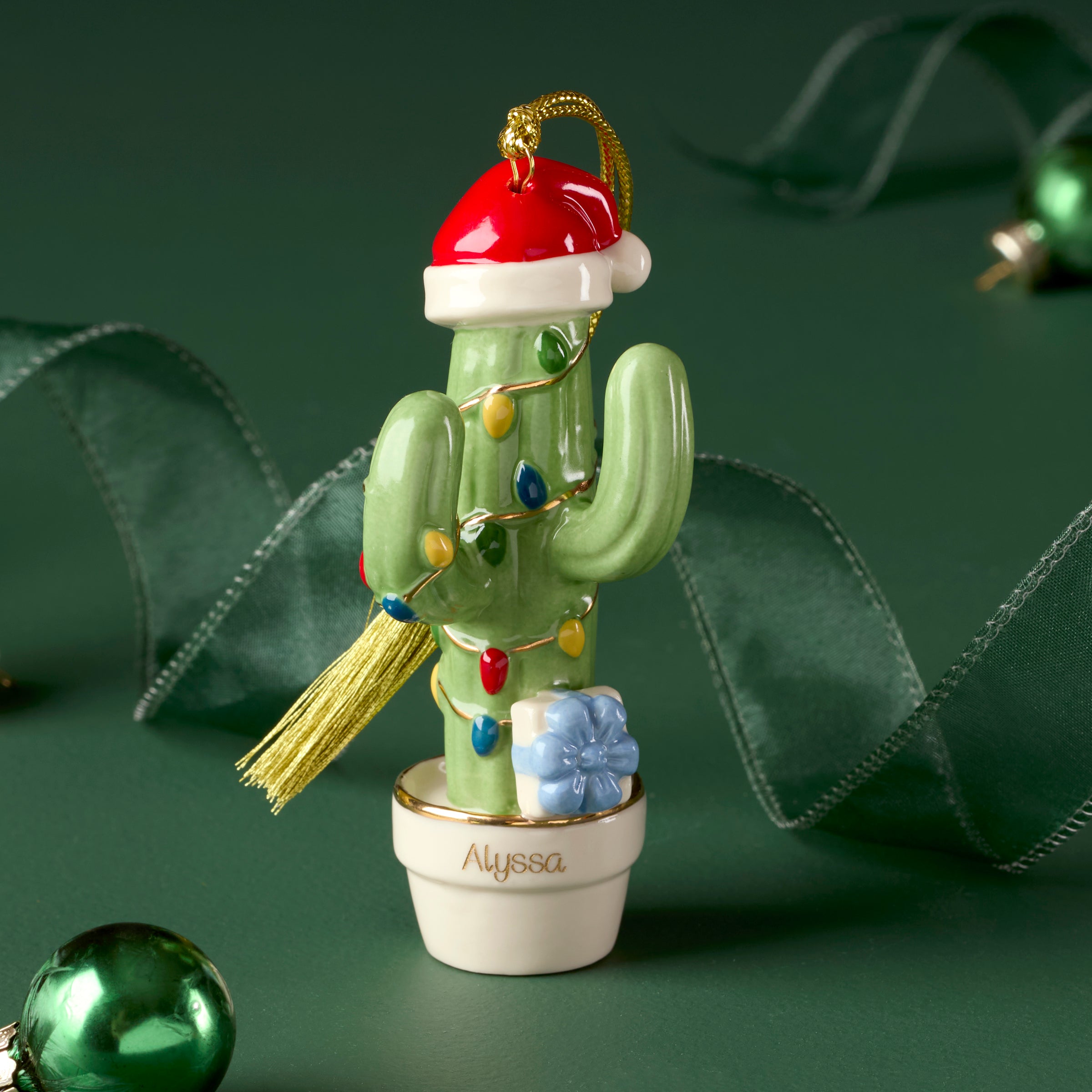 Alternative view of Personalized Christmas Cactus Ornament