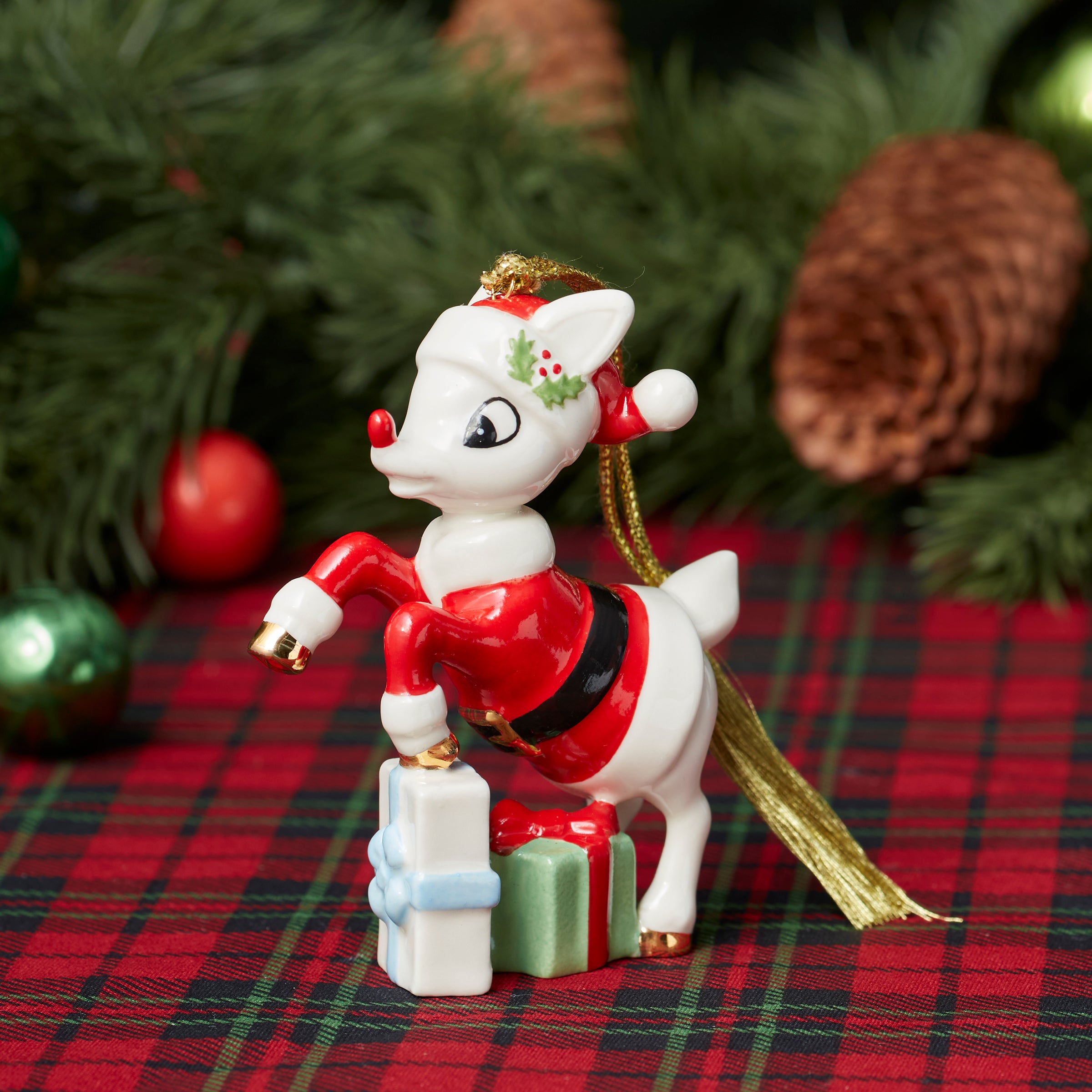 Alternative view of Rudolph With Santa Suit Ornament