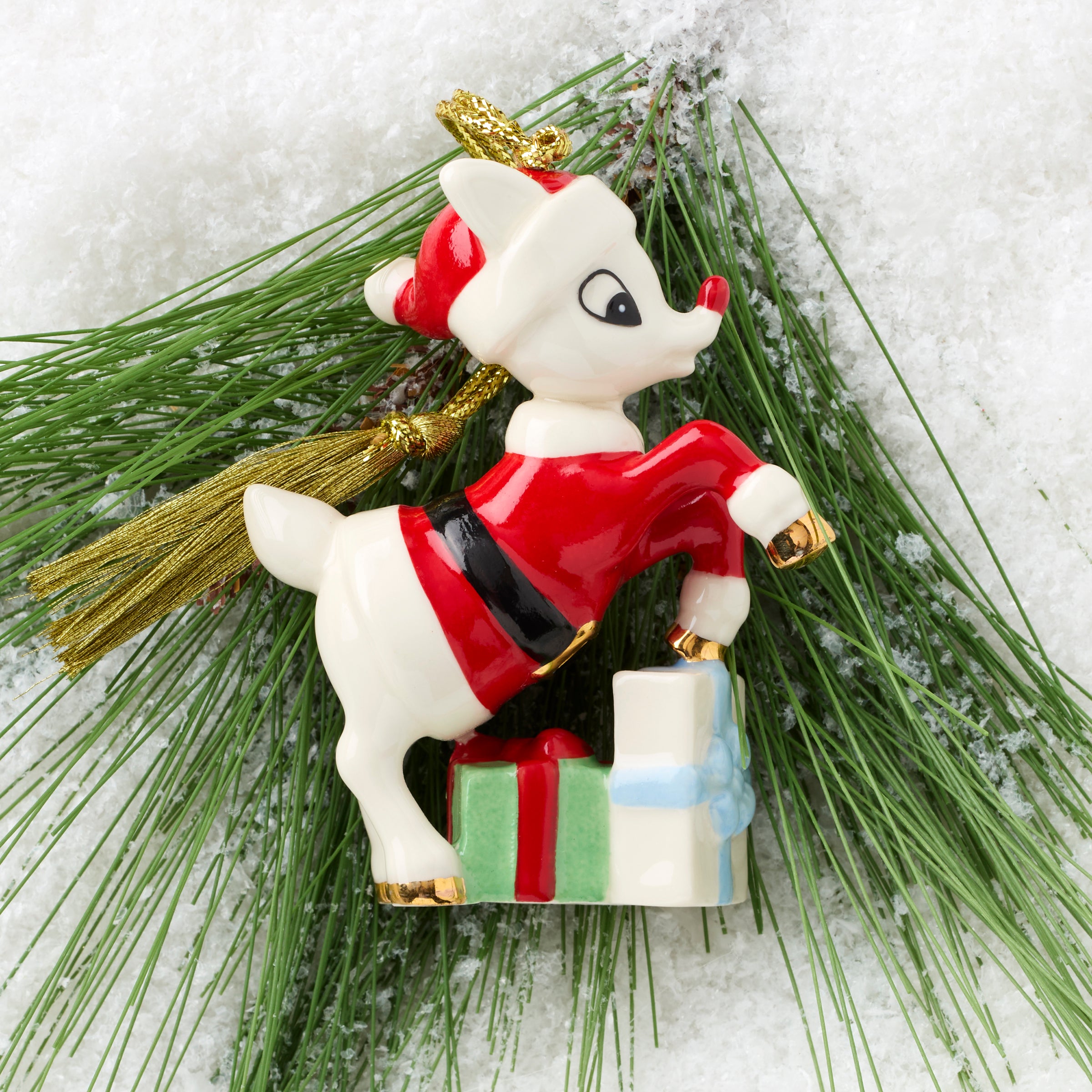 Rudolph With Santa Suit Ornament - Image 3