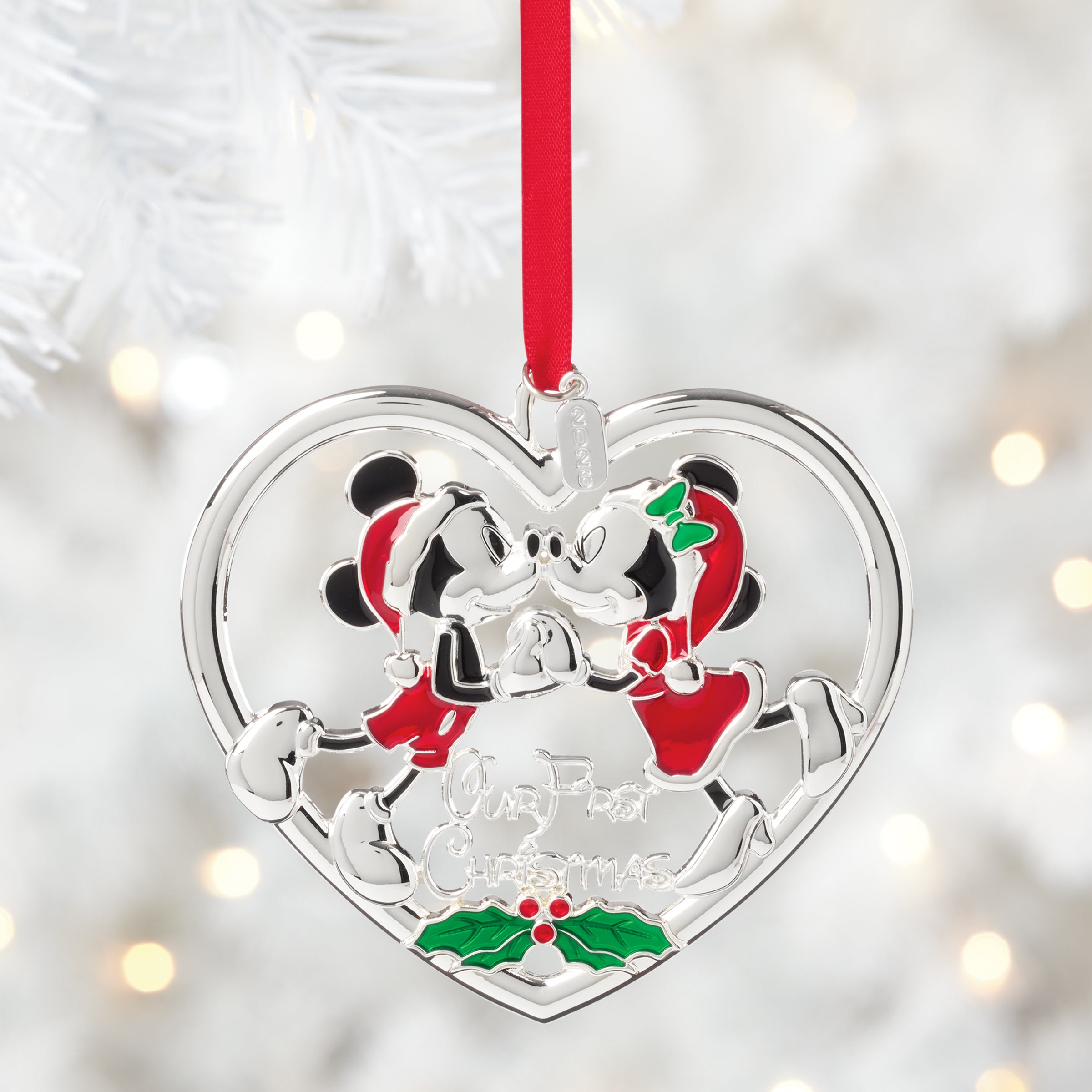 Alternative view of 2026 Our 1st Christmas Mickey & Minnie Mouse Metal Ornament
