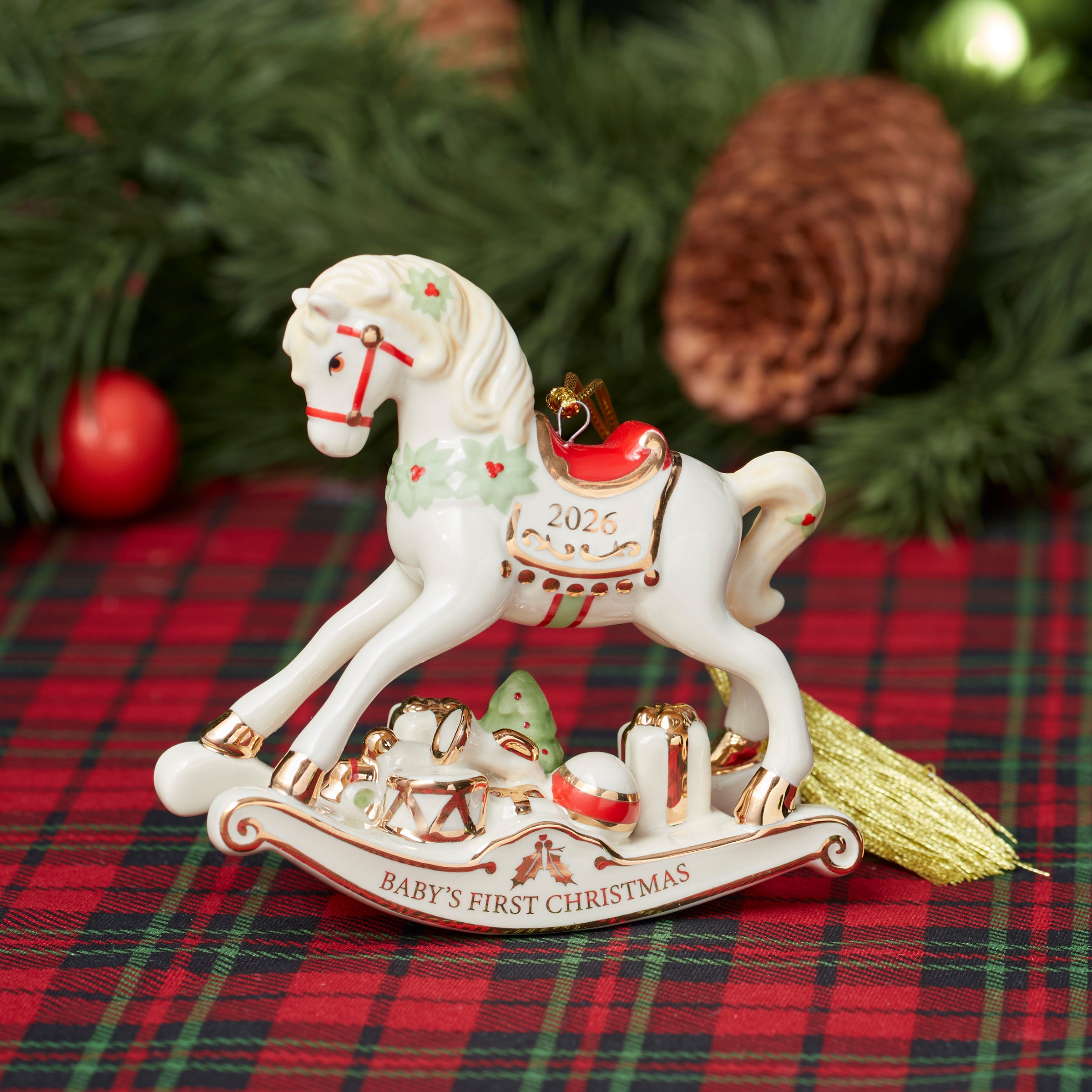 2026 Baby's 1st Christmas Vintage Rocking Horse Ornament - Image 3