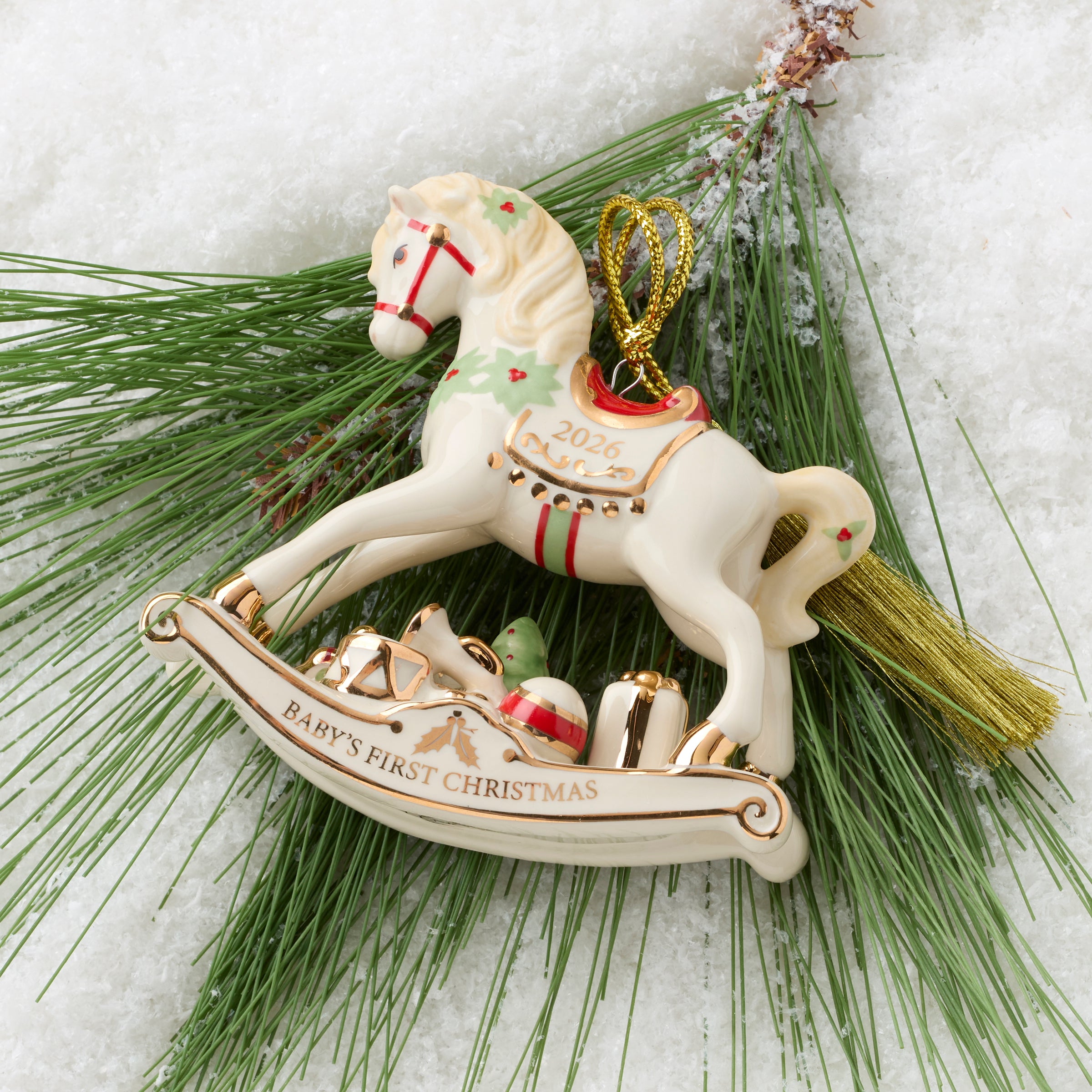Alternative view of 2026 Baby's 1st Christmas Vintage Rocking Horse Ornament