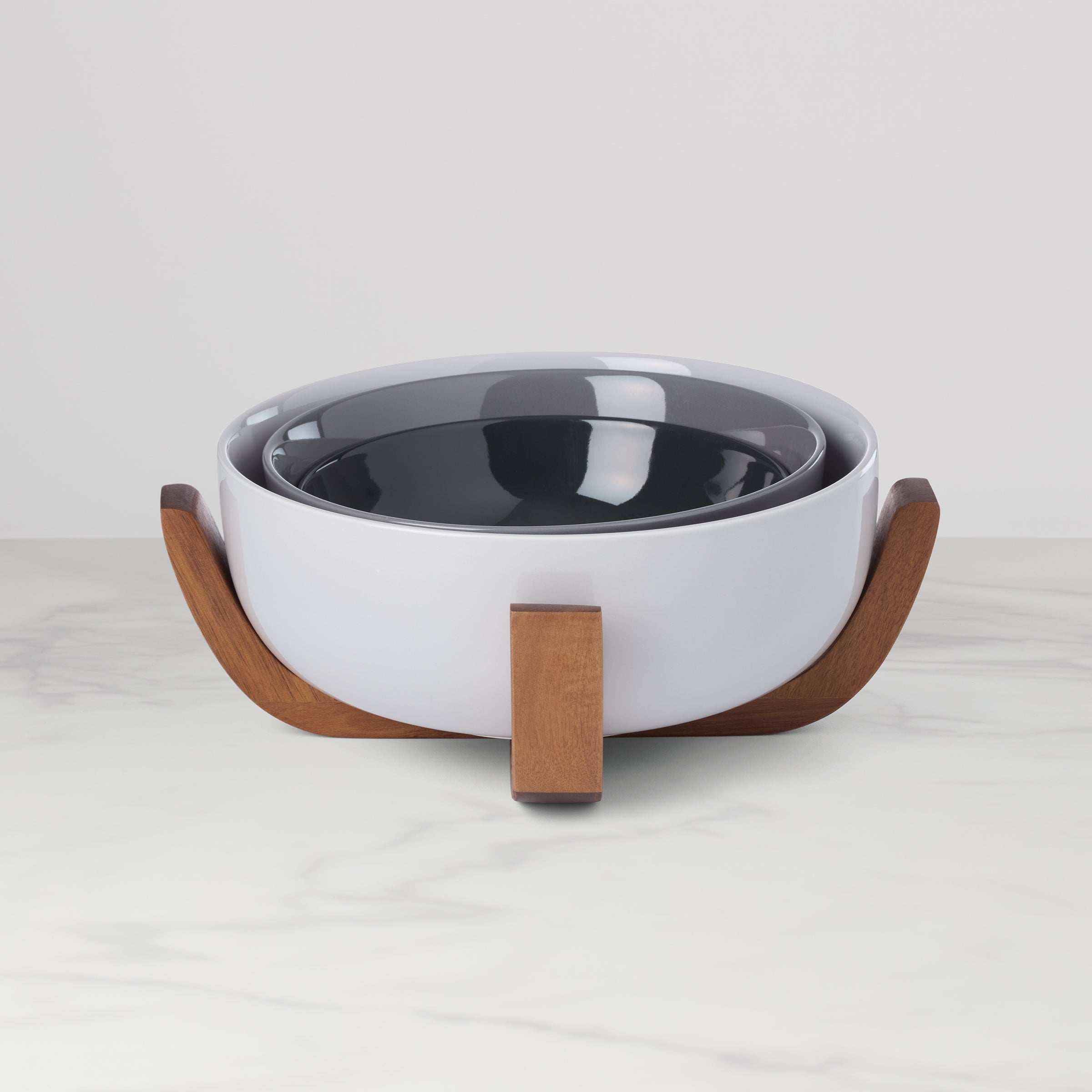 24 Seven Pumice 3 Piece Nesting Bowl Set with Wood Stand