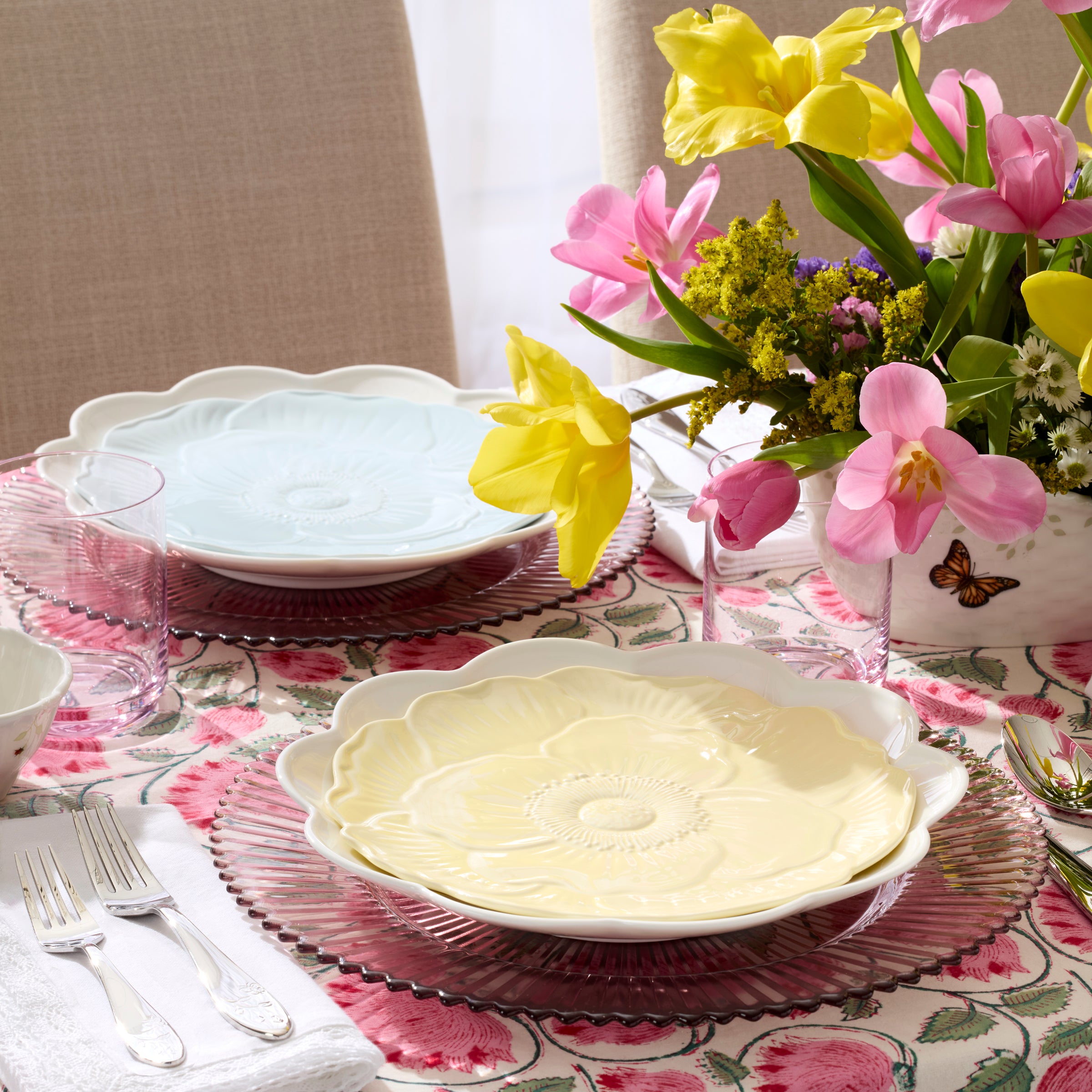 Butterfly Meadow Floral Yellow Accent Plates Set of 4 - Image 6