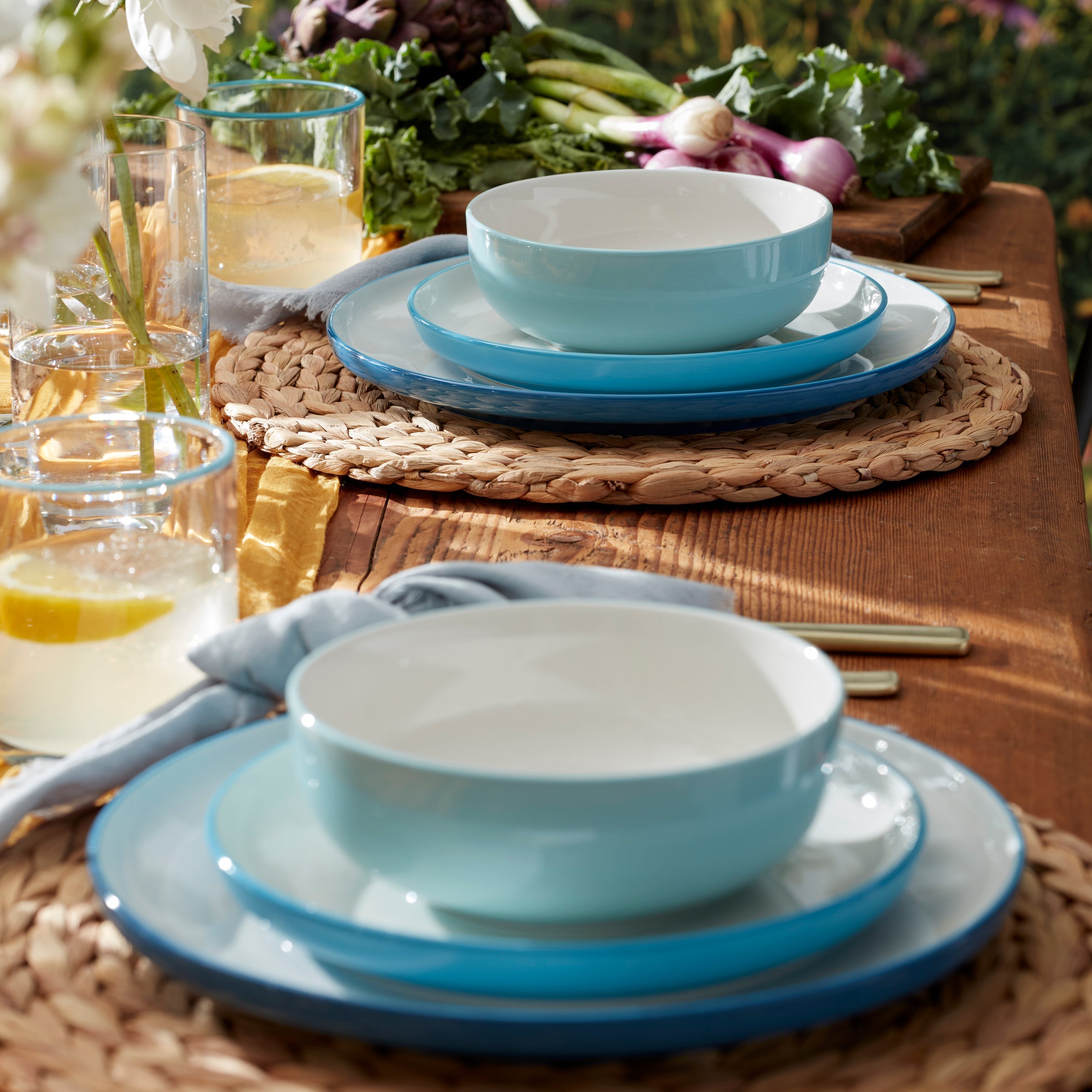 Alternative view of 24 Seven Colors Turquoise 12 Piece Dinnerware Set