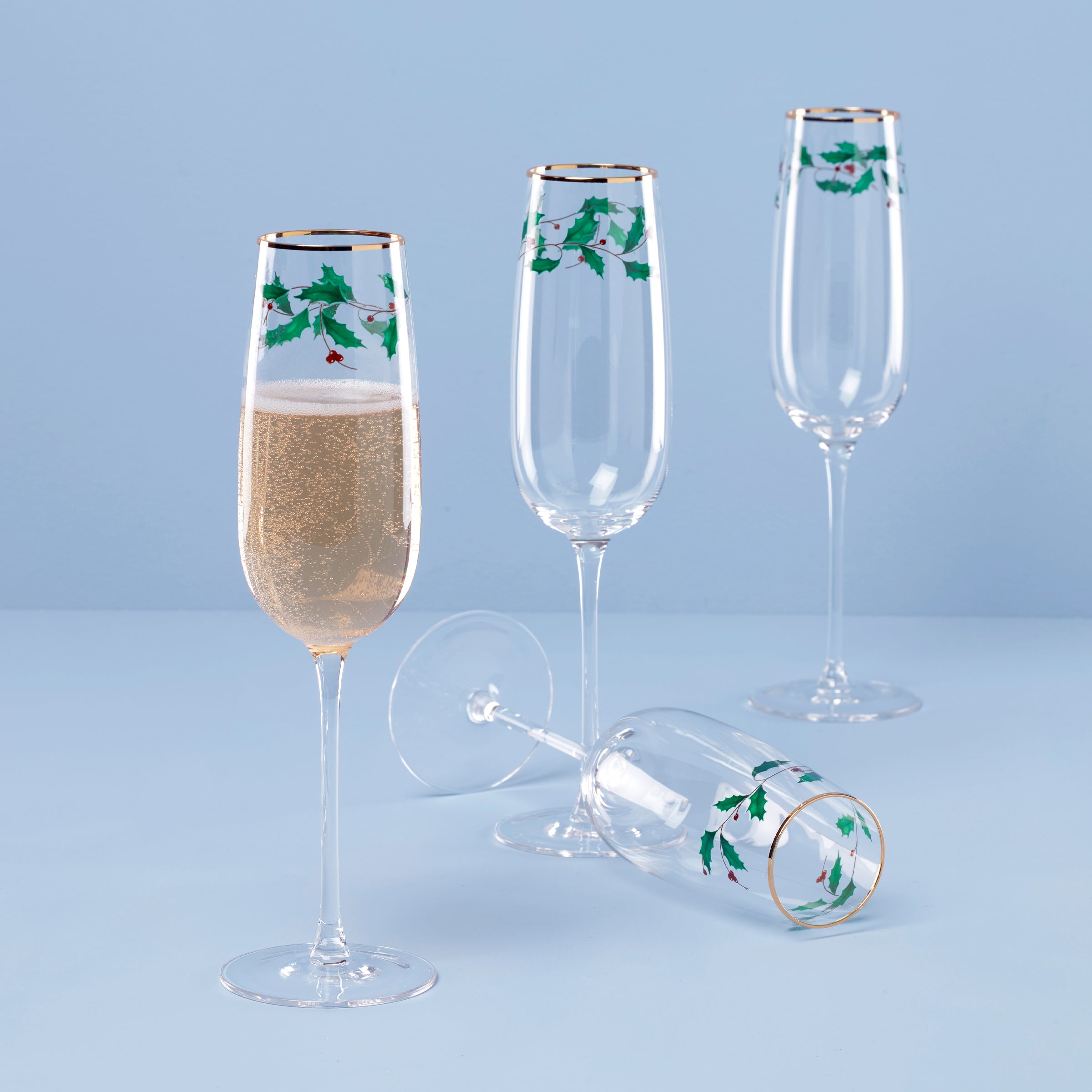 Holiday Decal Flute Glasses Set Of 4 - Image 2